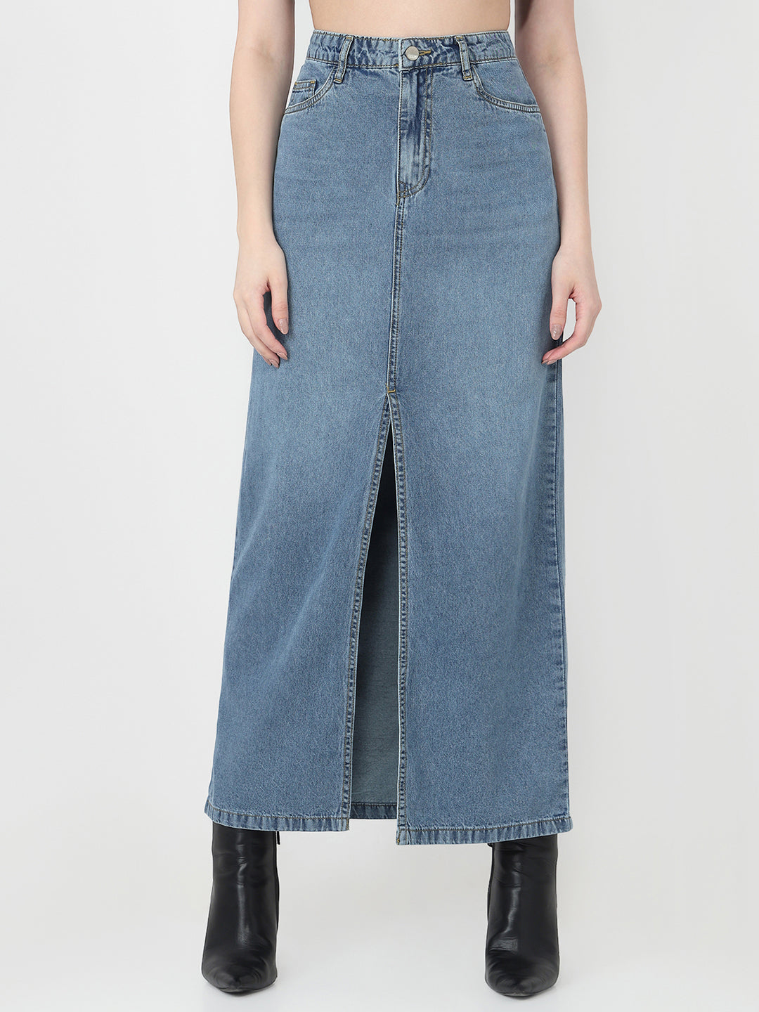 Women Light Blue Long Skirt