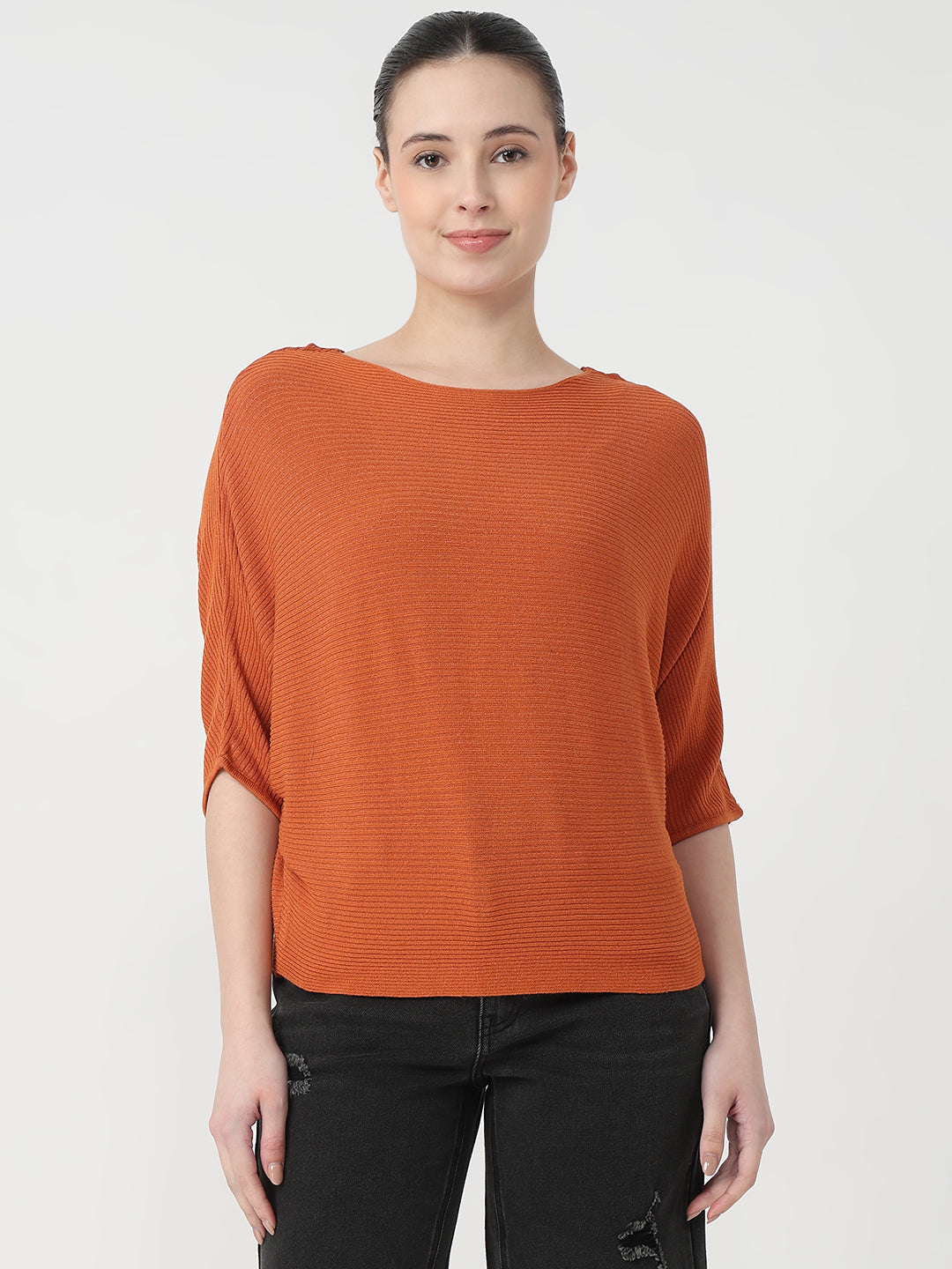 Women Burnt Orange Batsleeve Top