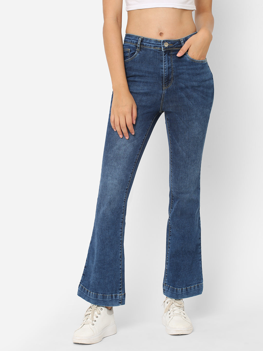 Women Blue High-Rise Flare Jeans