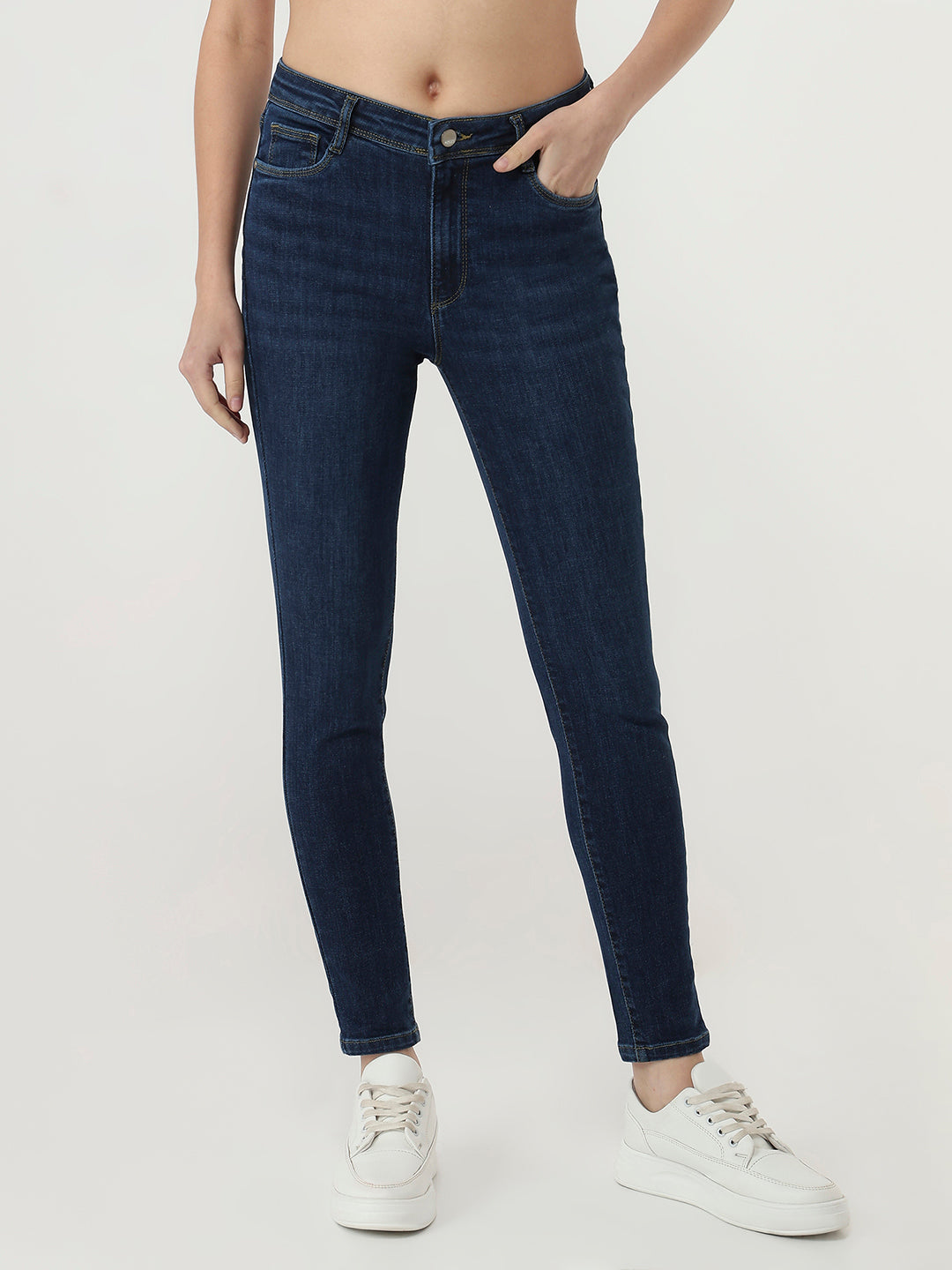 Women Dark Blue High-Rise Skinny Jeans