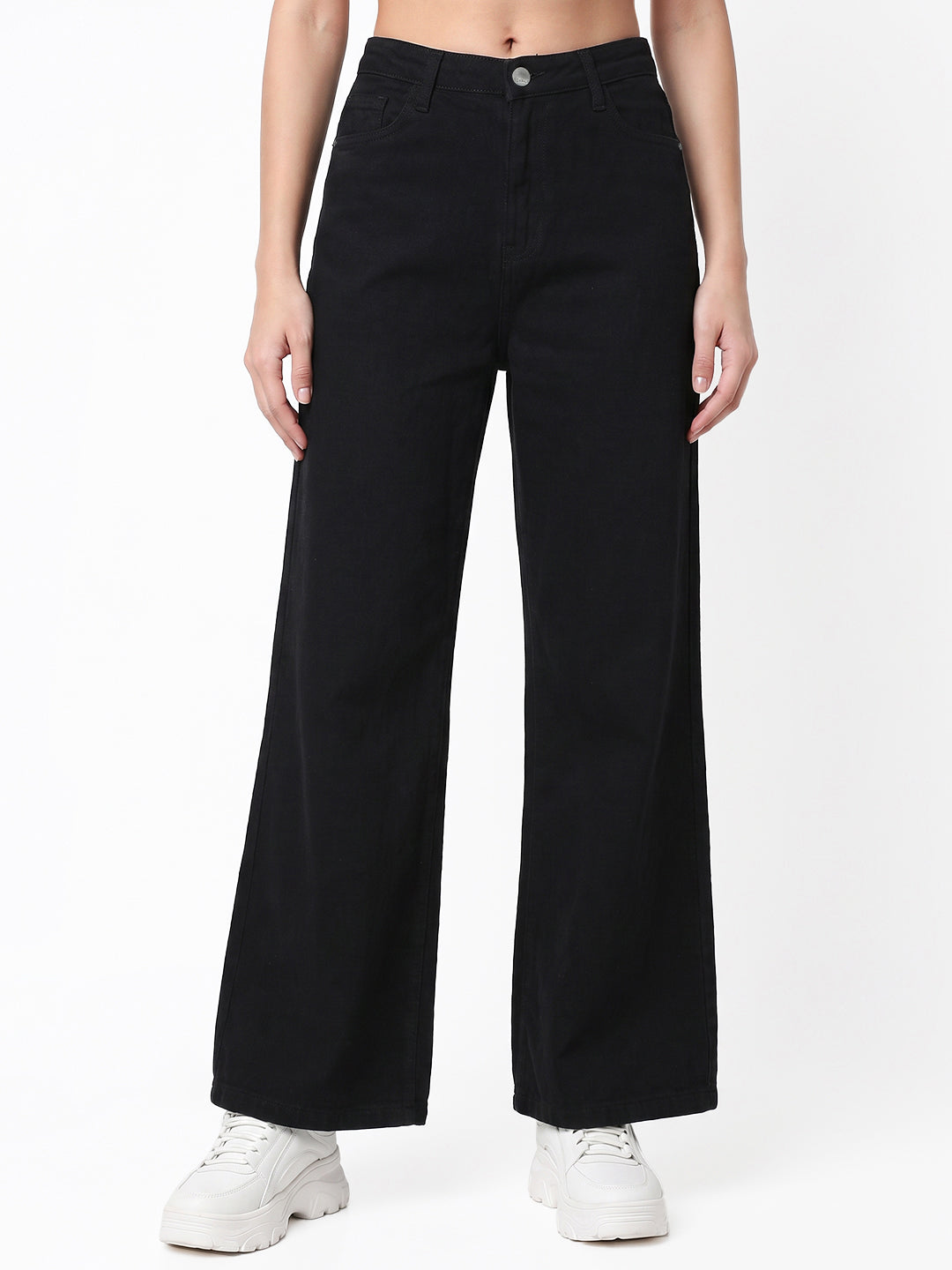 Black High-Rise Super Wide Leg Jeans