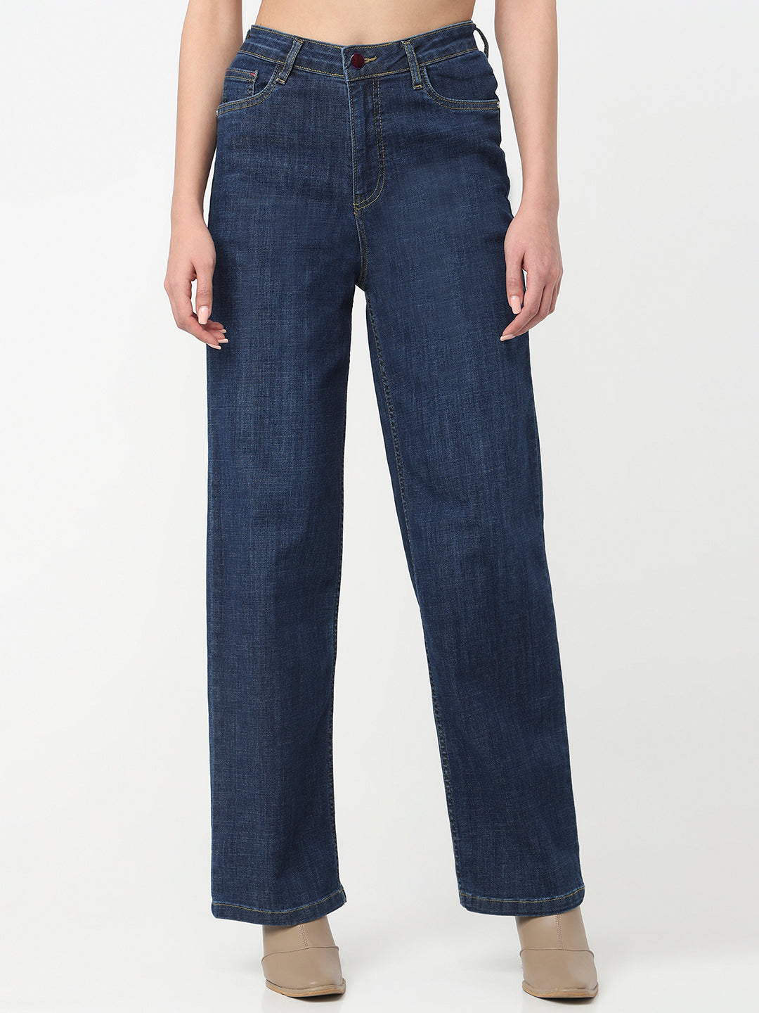 Women Blue High-Rise Baggy Jeans