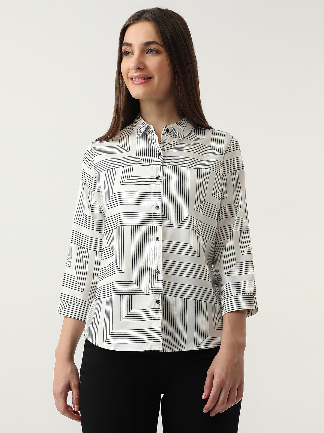 Women Black/White Printed Shirt