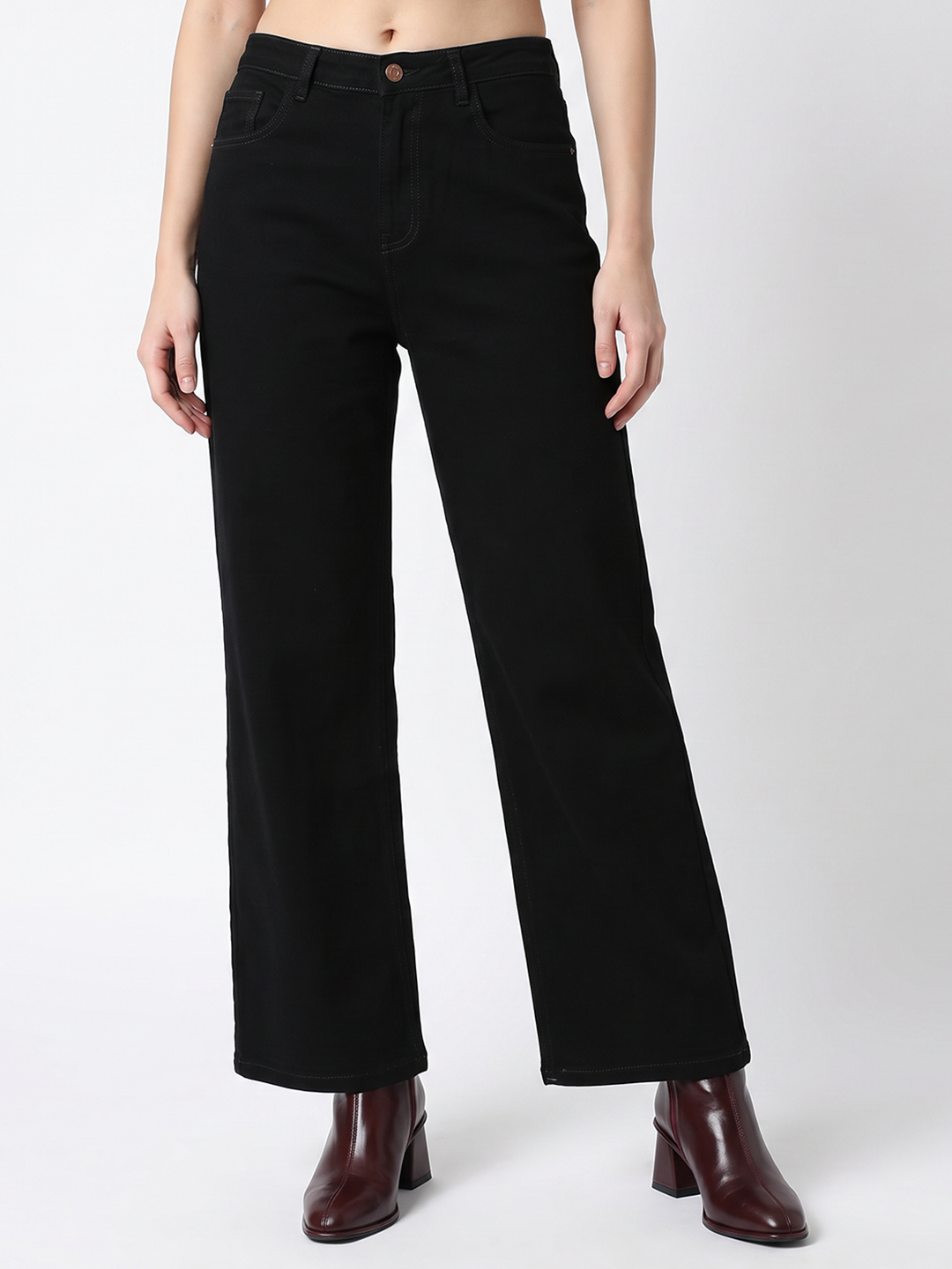 Black High-Rise Straight Jeans