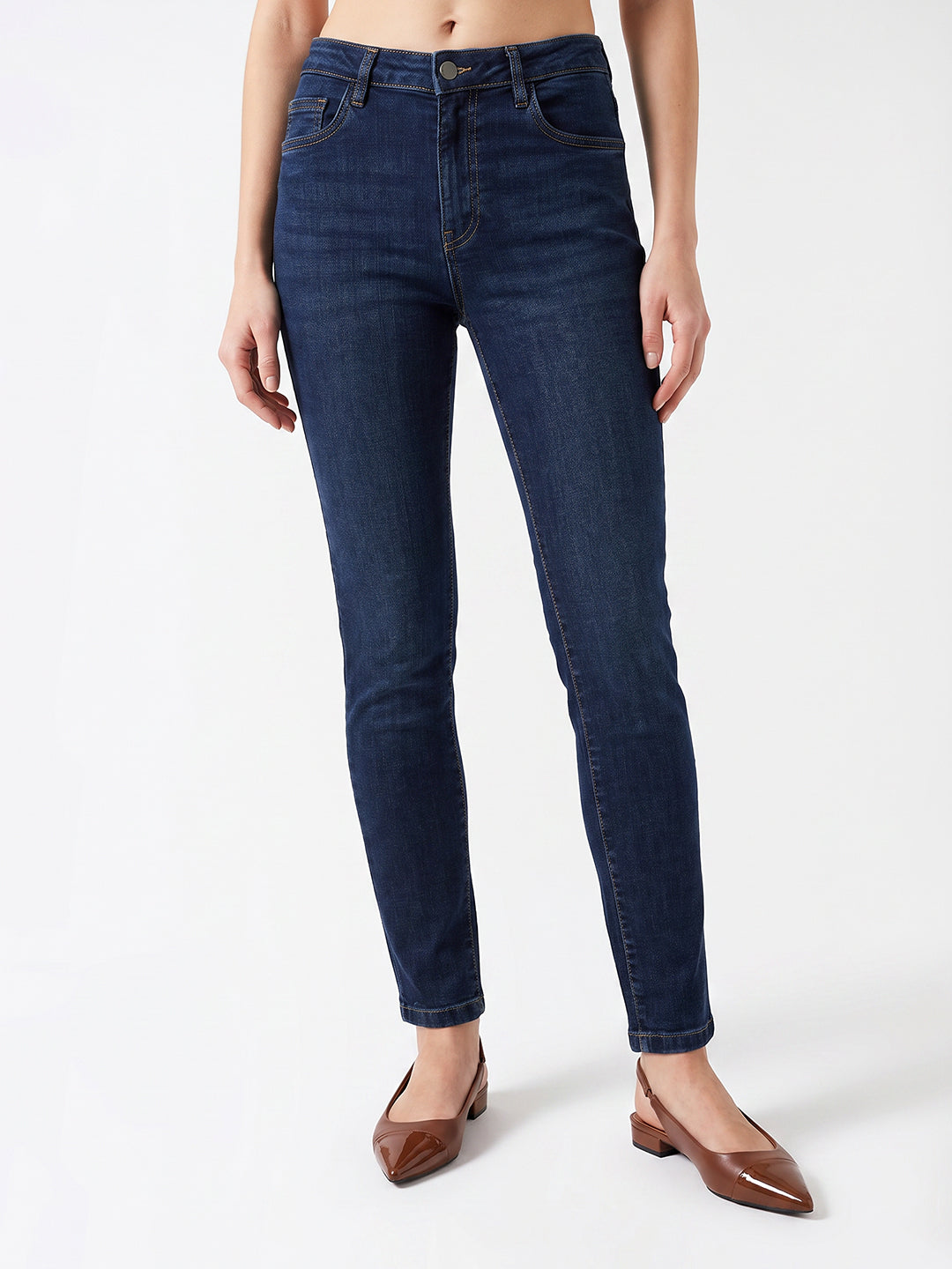 Women Blue Mid-Rise Cigarette Jeans