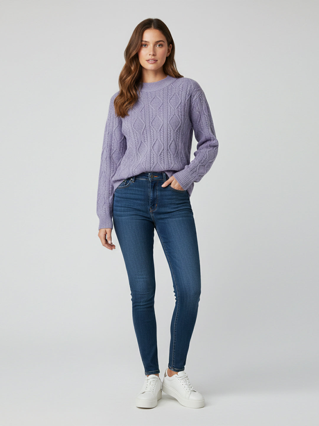 Women Lilac Slim Fit Sweater