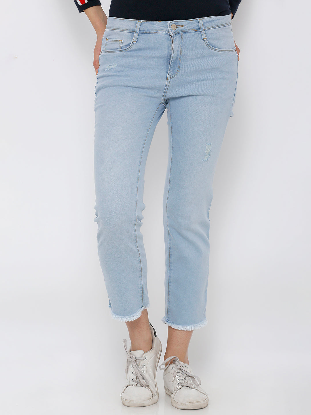 Women Light Blue High-Rise Flare Jeans