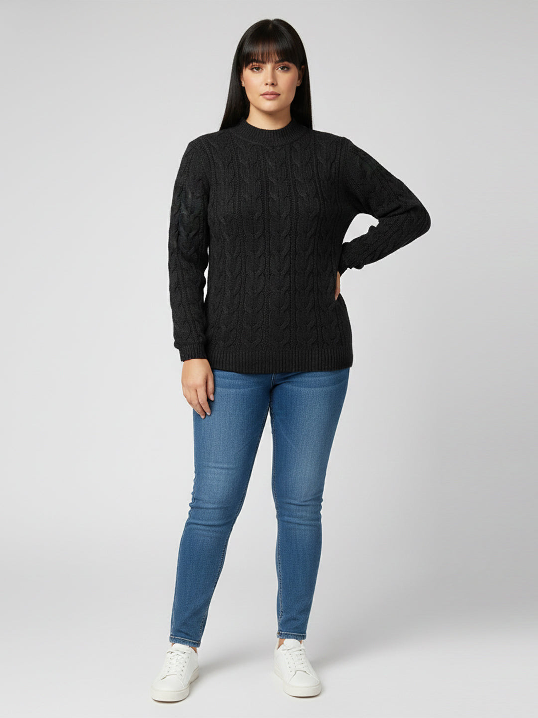Women Black Slim Fit Sweater