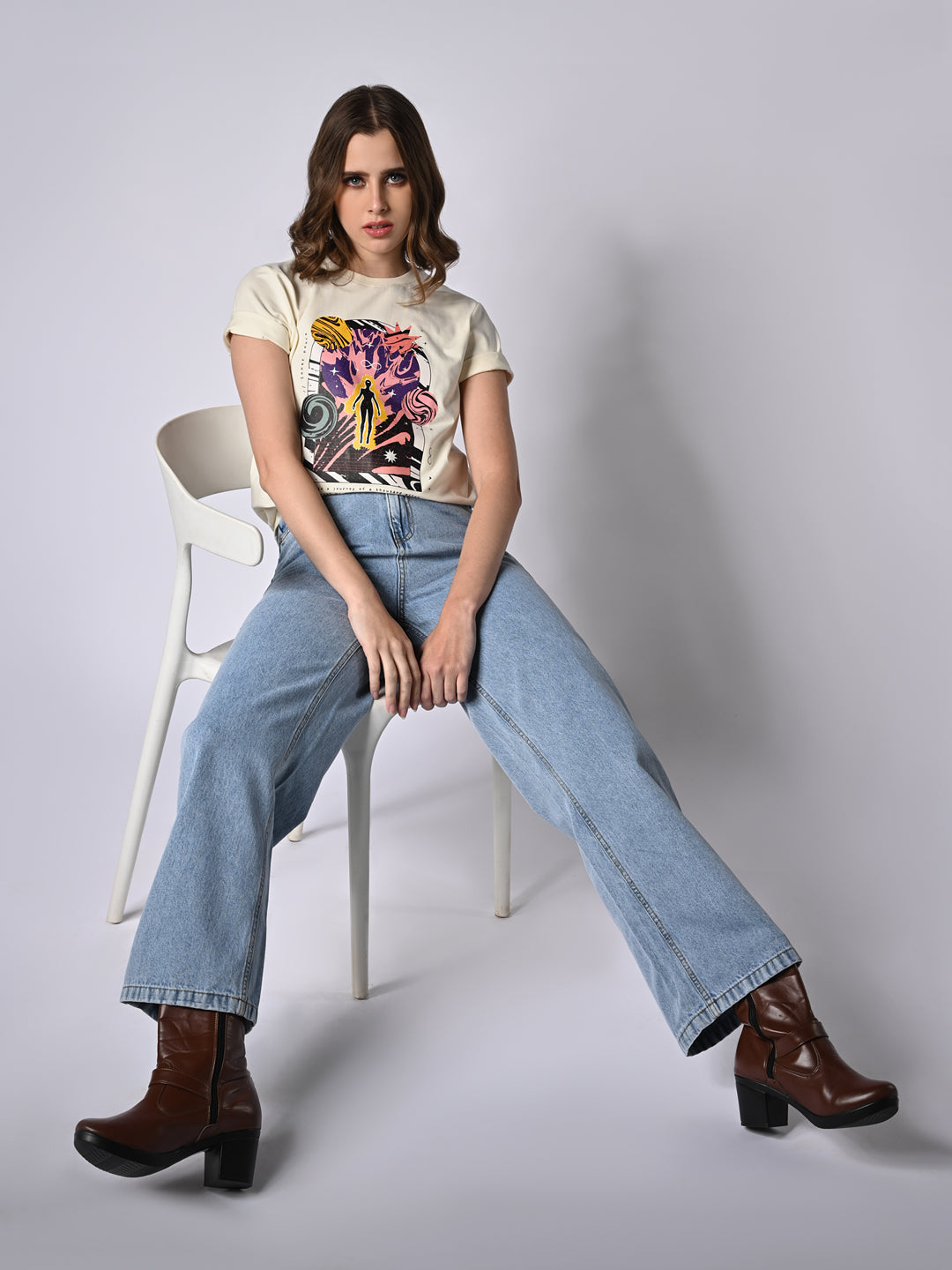 Women High Rise Wide Leg Jeans