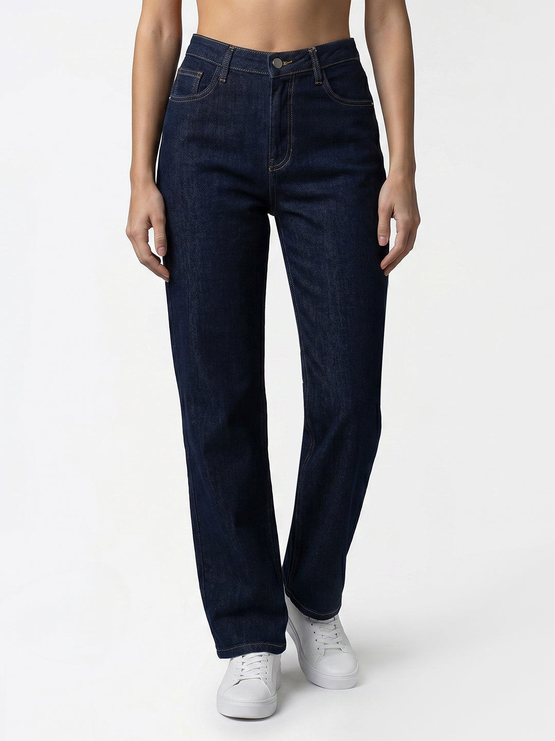 Women Blue High-Rise Straight Fit Jeans