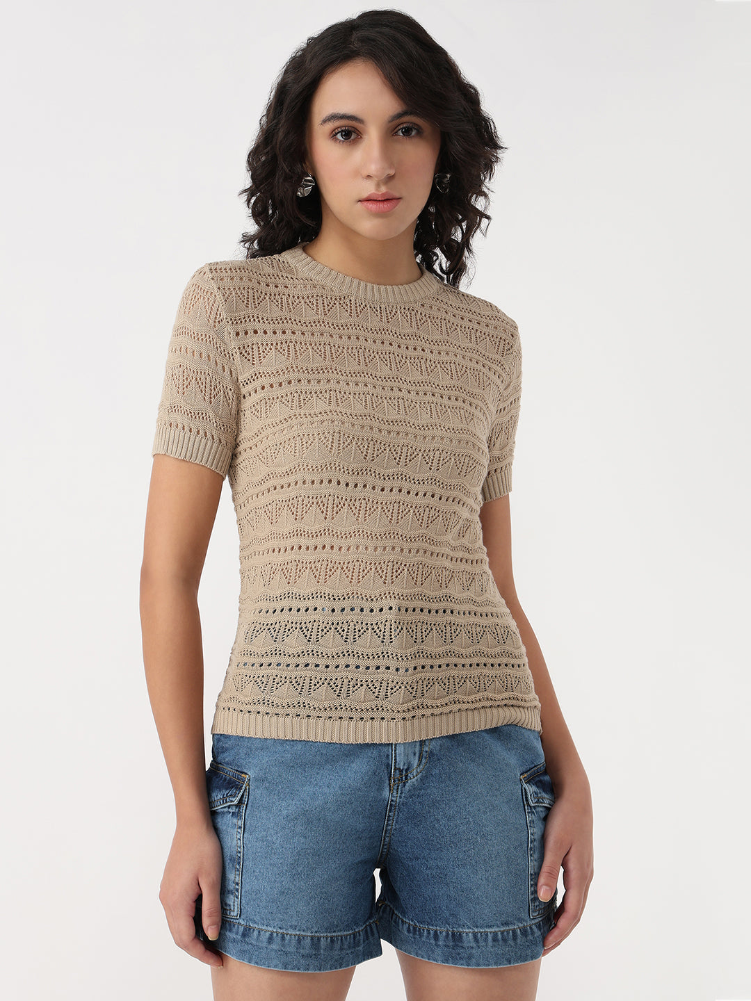 Women Summer Sand Slim Flat Knit Top