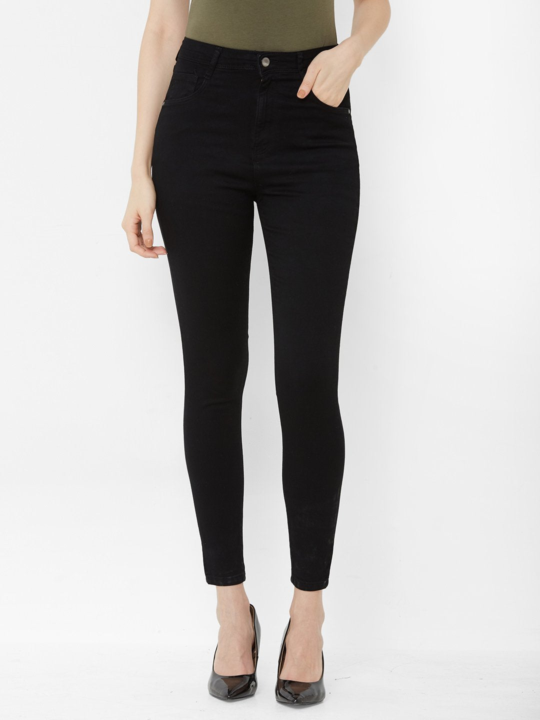 Women Black High-Rise Super Skinny Jeans