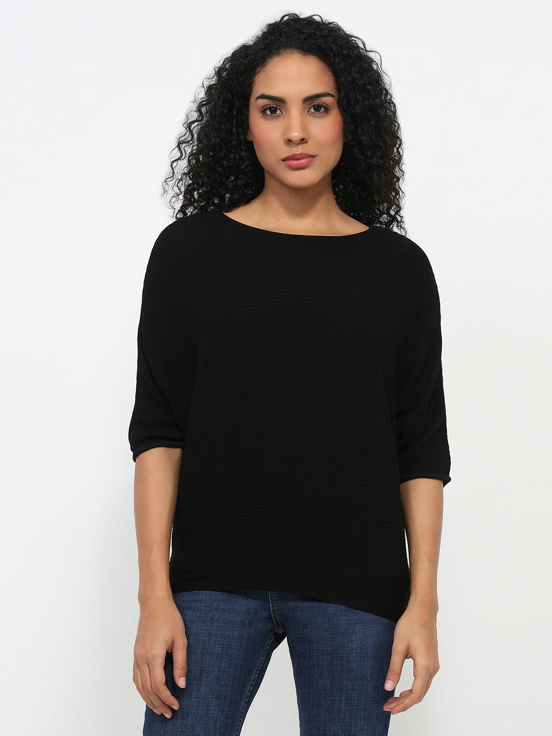 Women Black Batsleeve Top