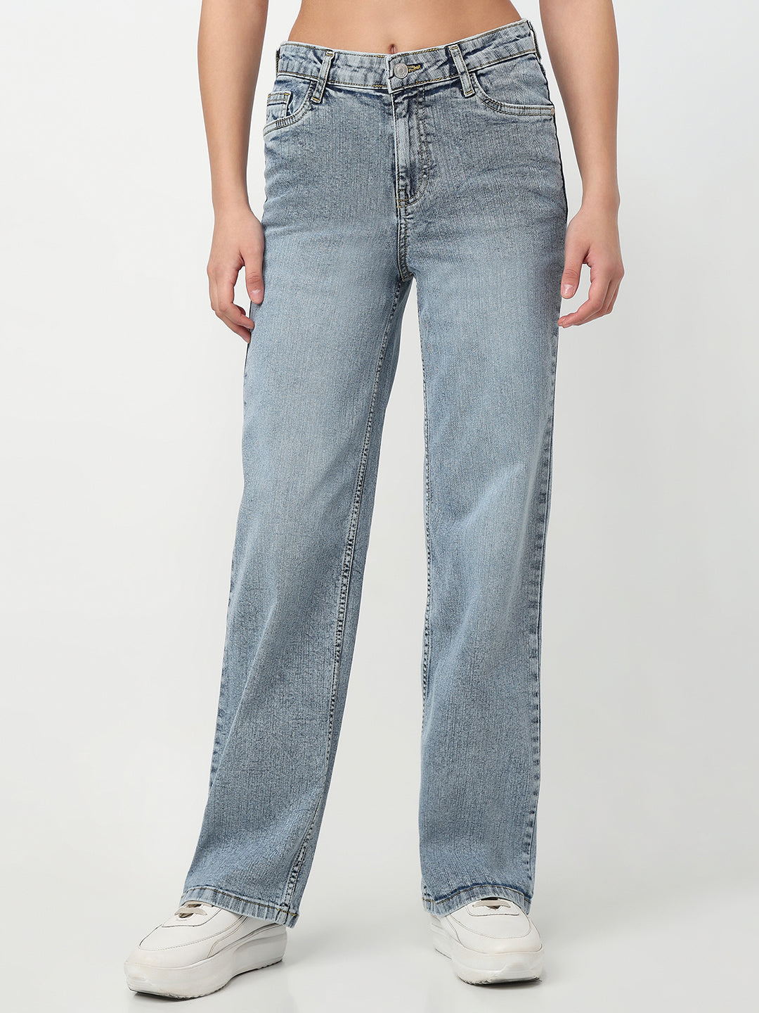 Women Blue High-Rise Baggy Jeans