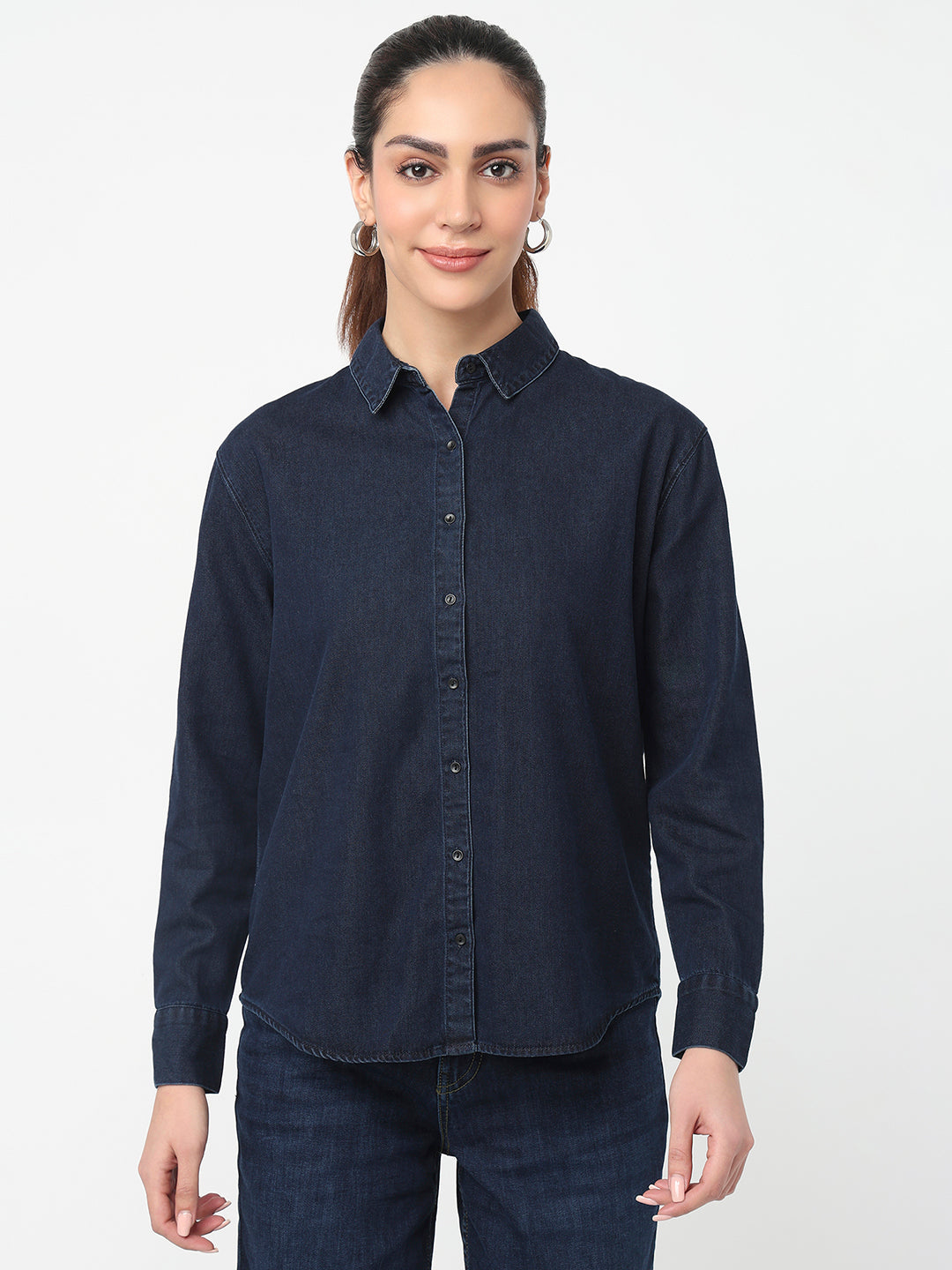 Women Dark Blue Oversized Shirt
