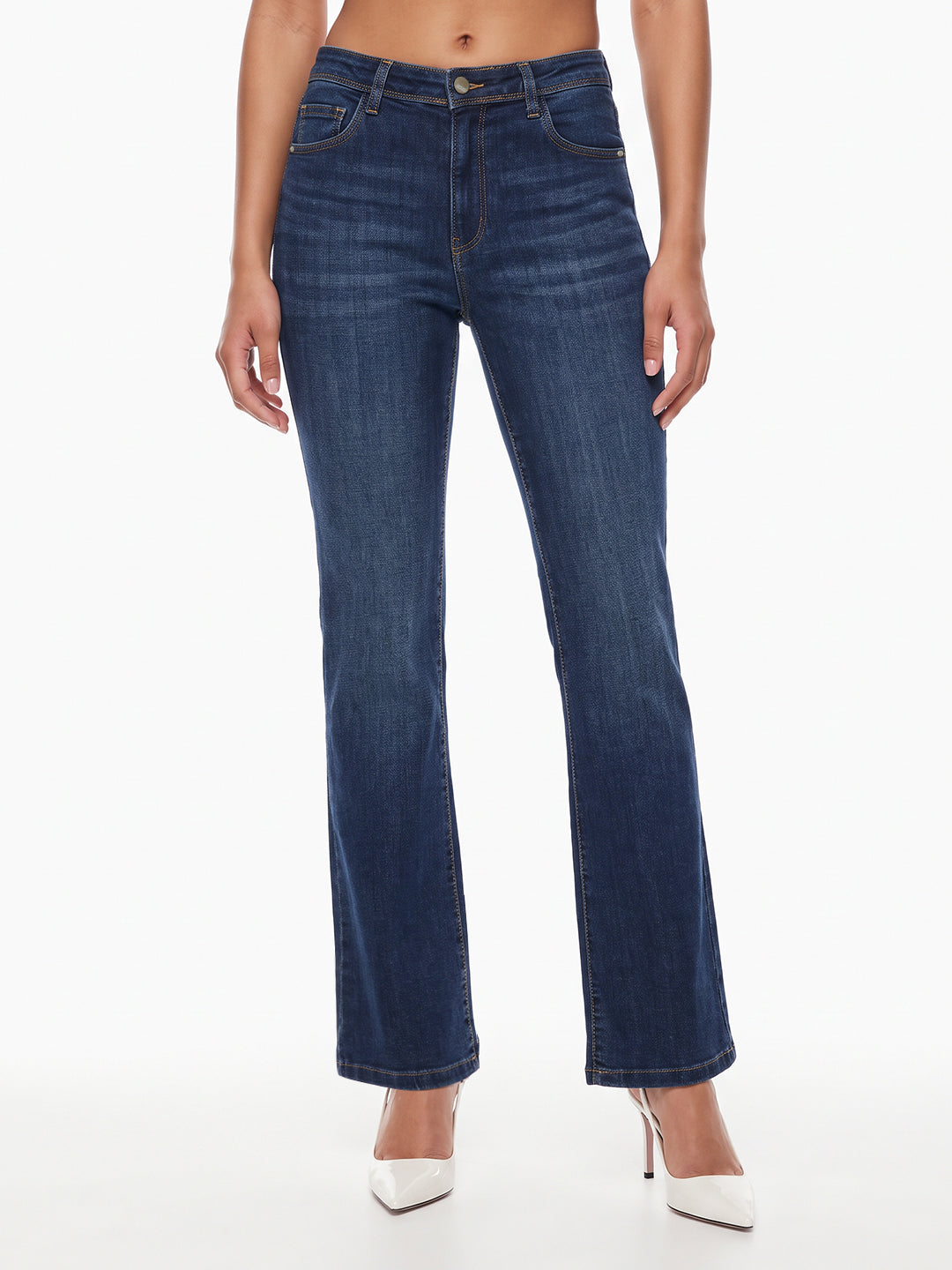 Blue High-Rise Flare Jeans