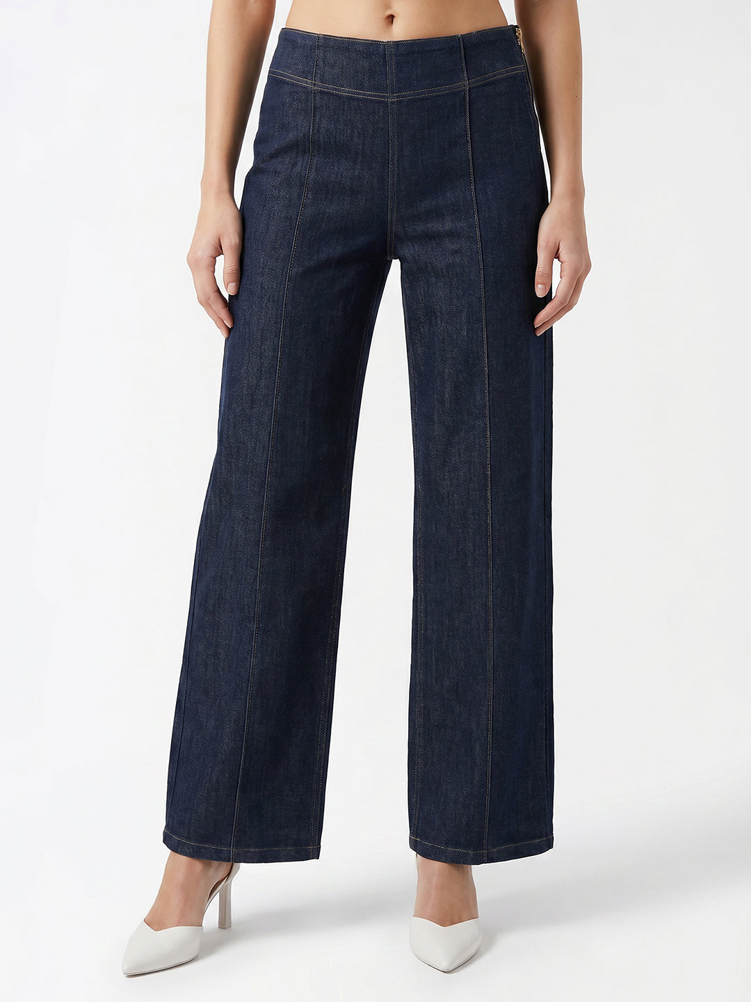 Dark Blue High-Rise Wide Leg Jeans