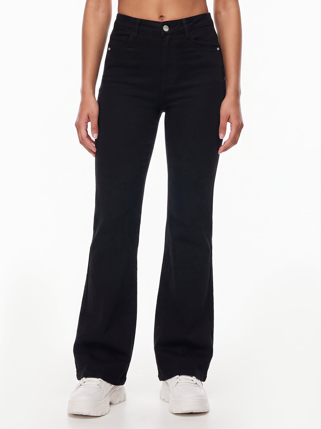 Black High-Rise Super Wide Leg Jeans