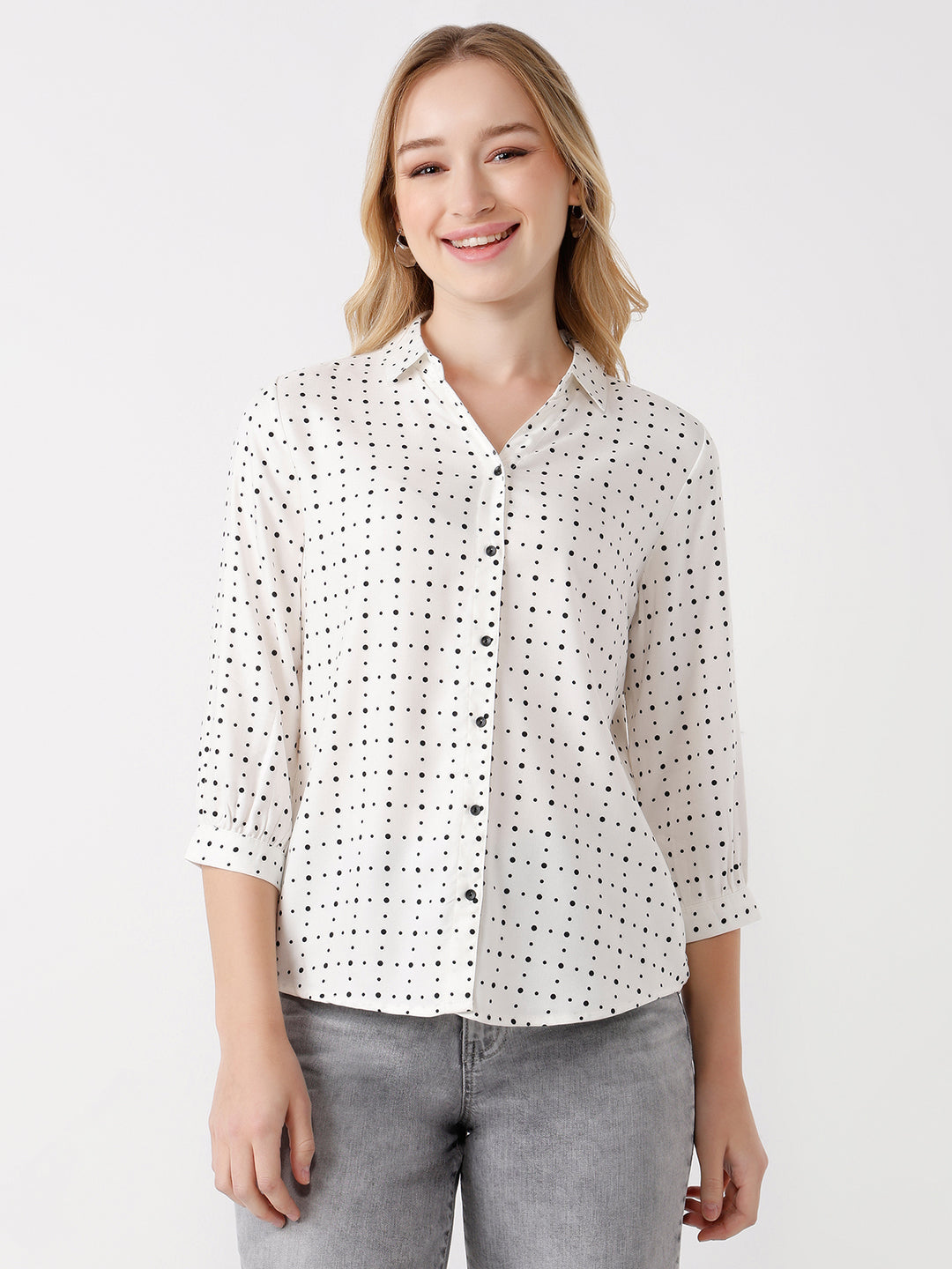 Women Off White Print Shirt