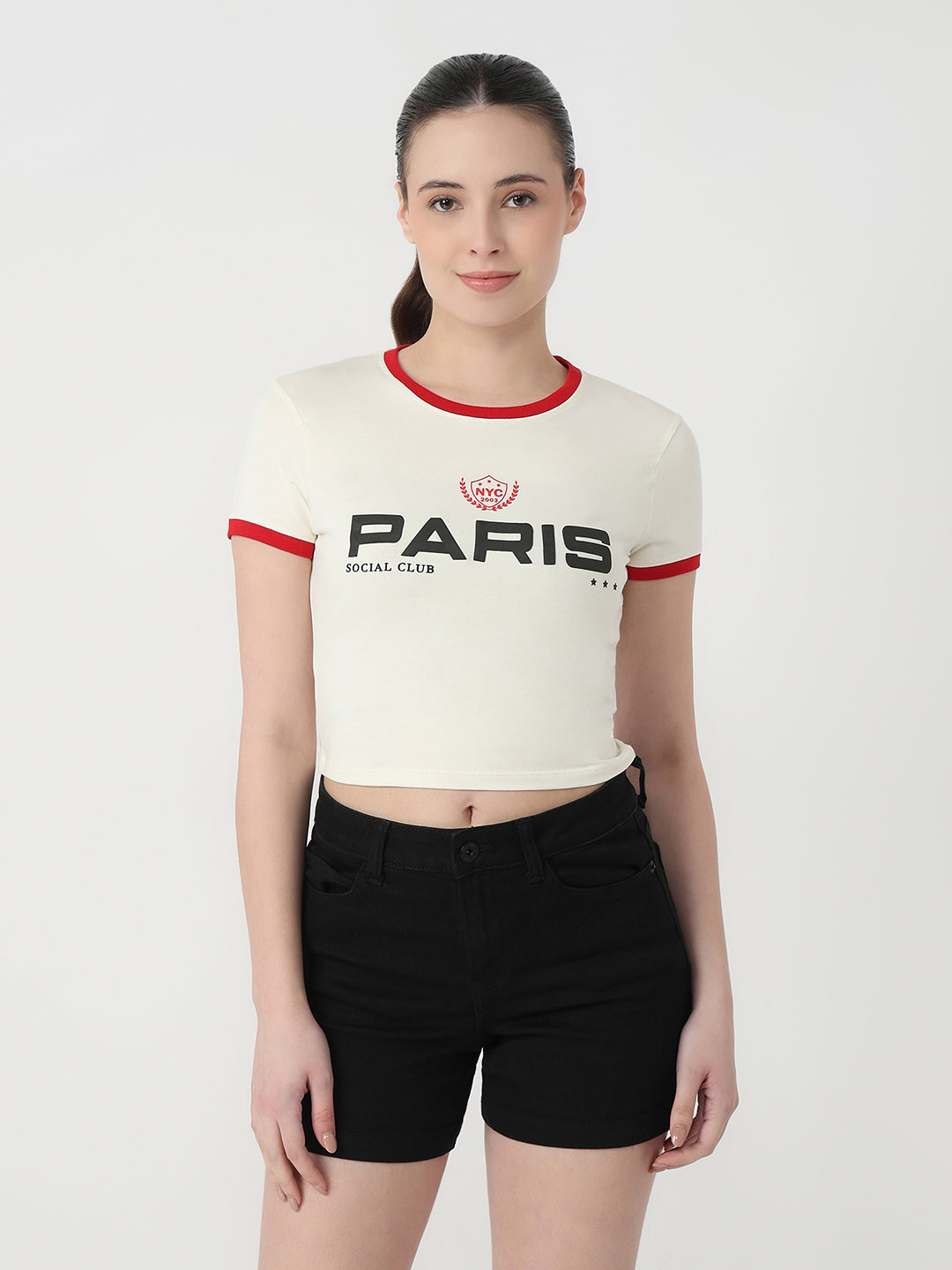 Women Ivory Slim Fit Genz T-Shirt