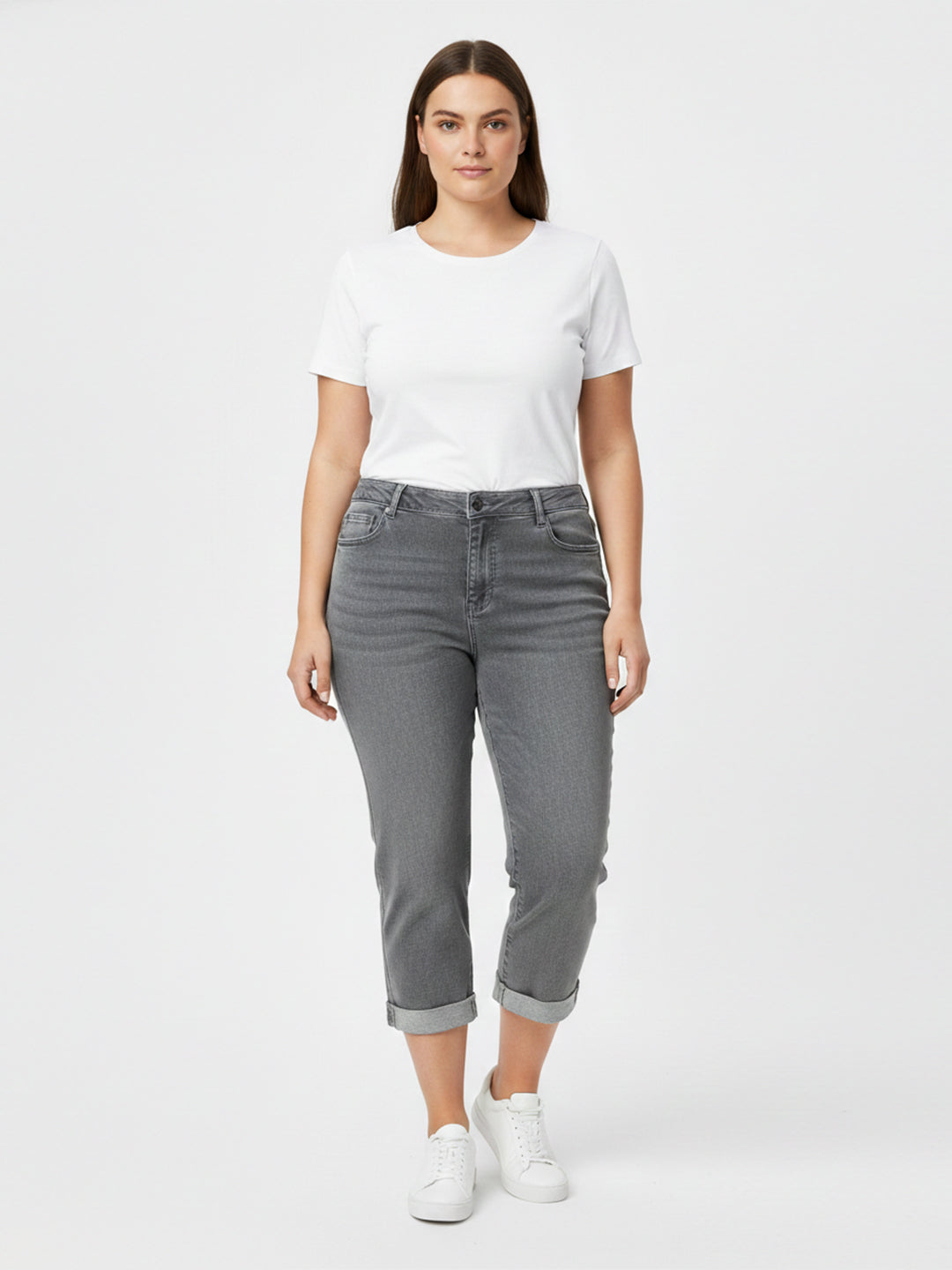 Women Grey High-Rise Capri