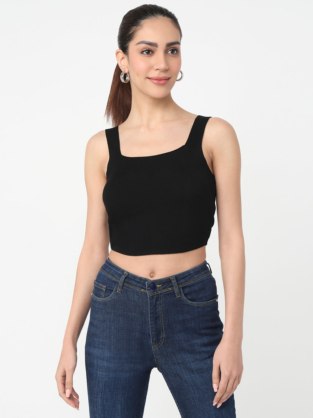 Women Off White Slim Cami Top