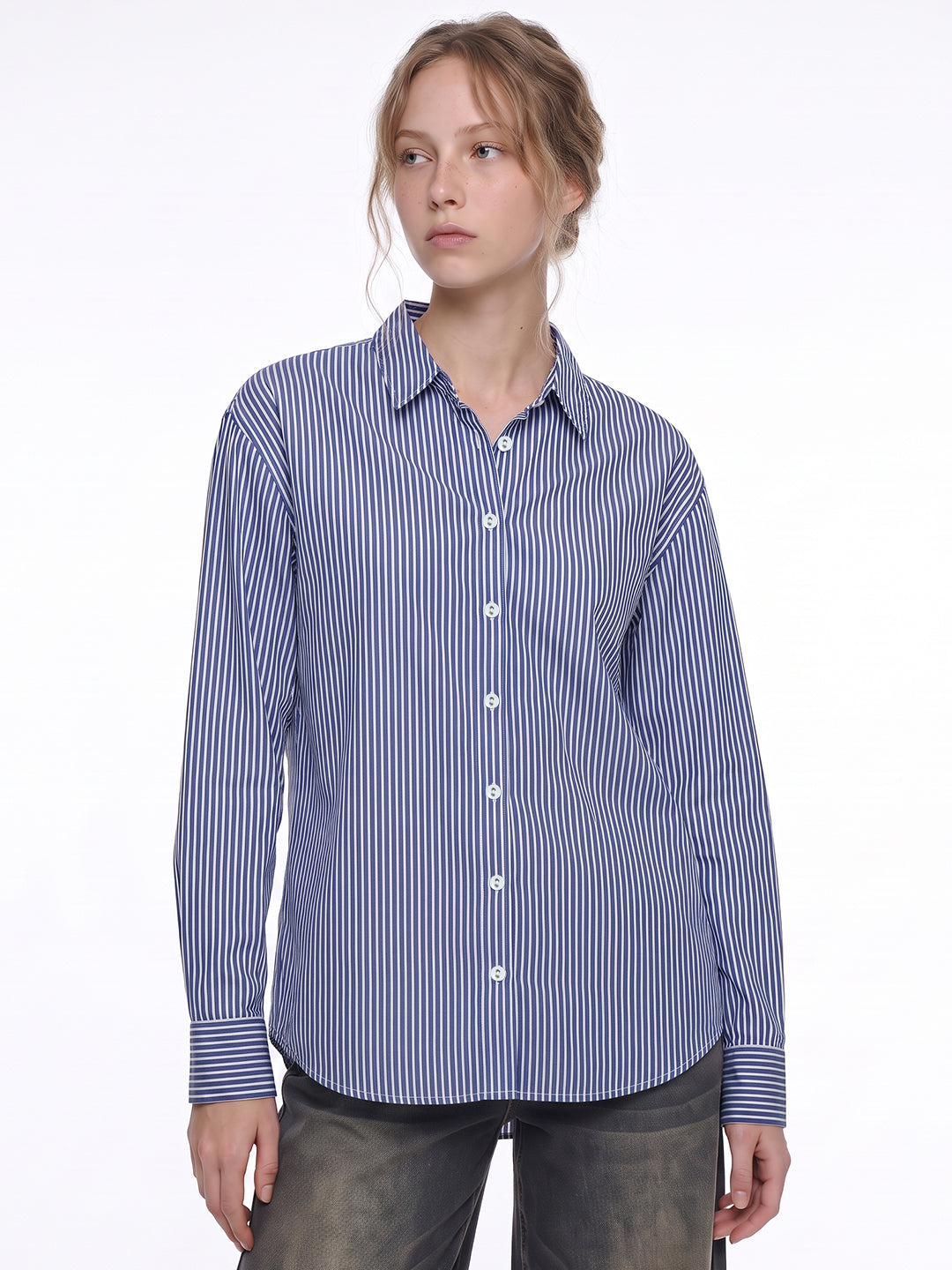Electric Blue Stiped Oversized Shirt