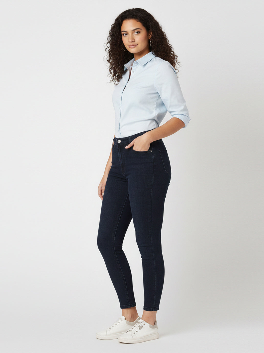 Women Blue/Black Sky High Skinny Jeans