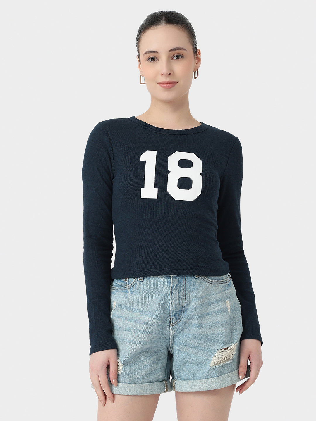 Women Airforce Rib Slim Fit Genz T-Shirt