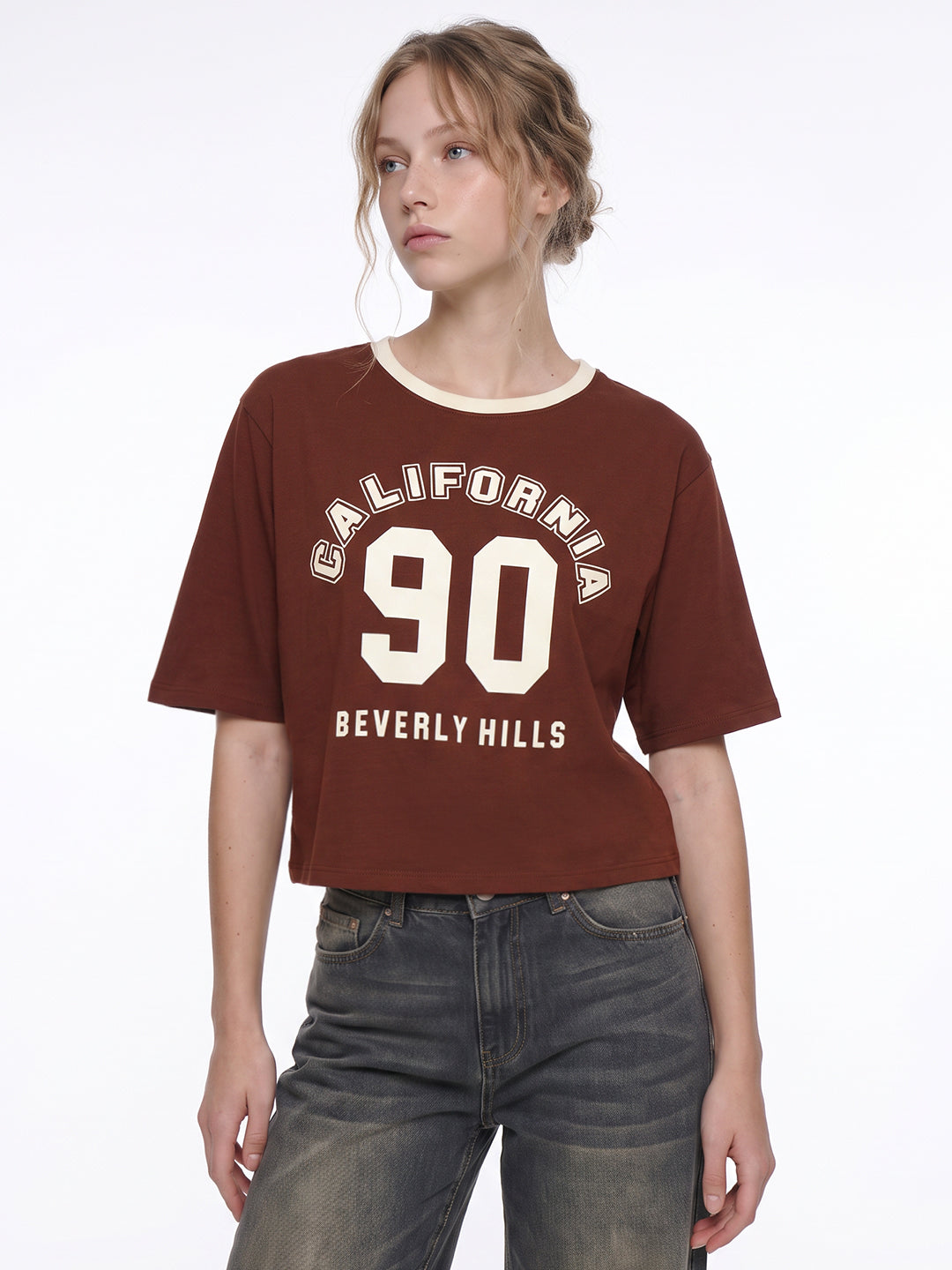 Sepia Graphic Crop Genz Tees