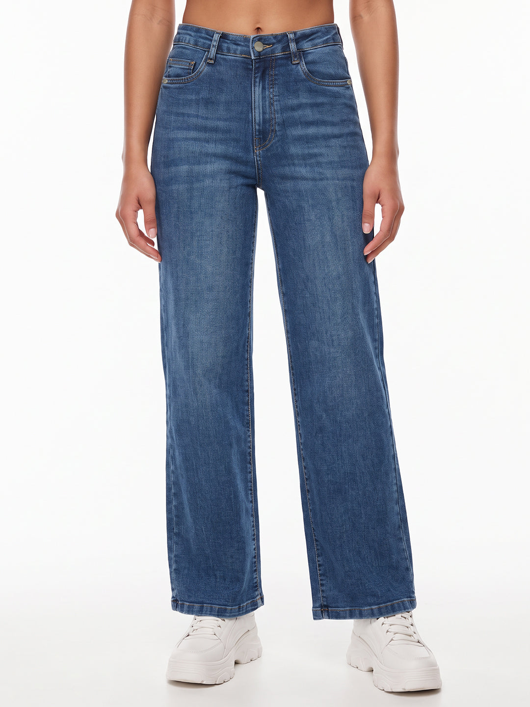 Blue High-Rise Wide Leg Jeans