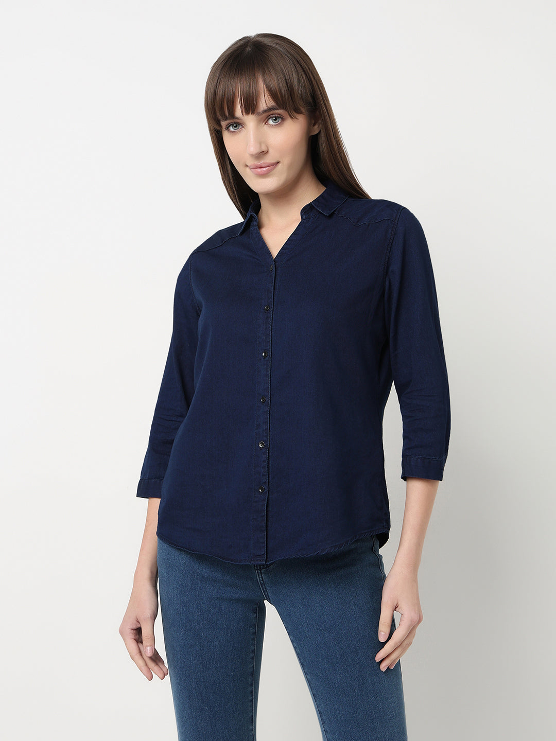 Women Ink Blue Slim Fit Shirt
