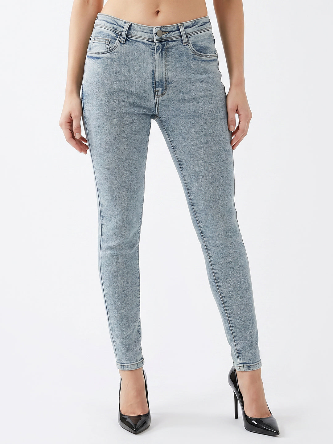 Women Light Blue High-Rise Skinny Jeans