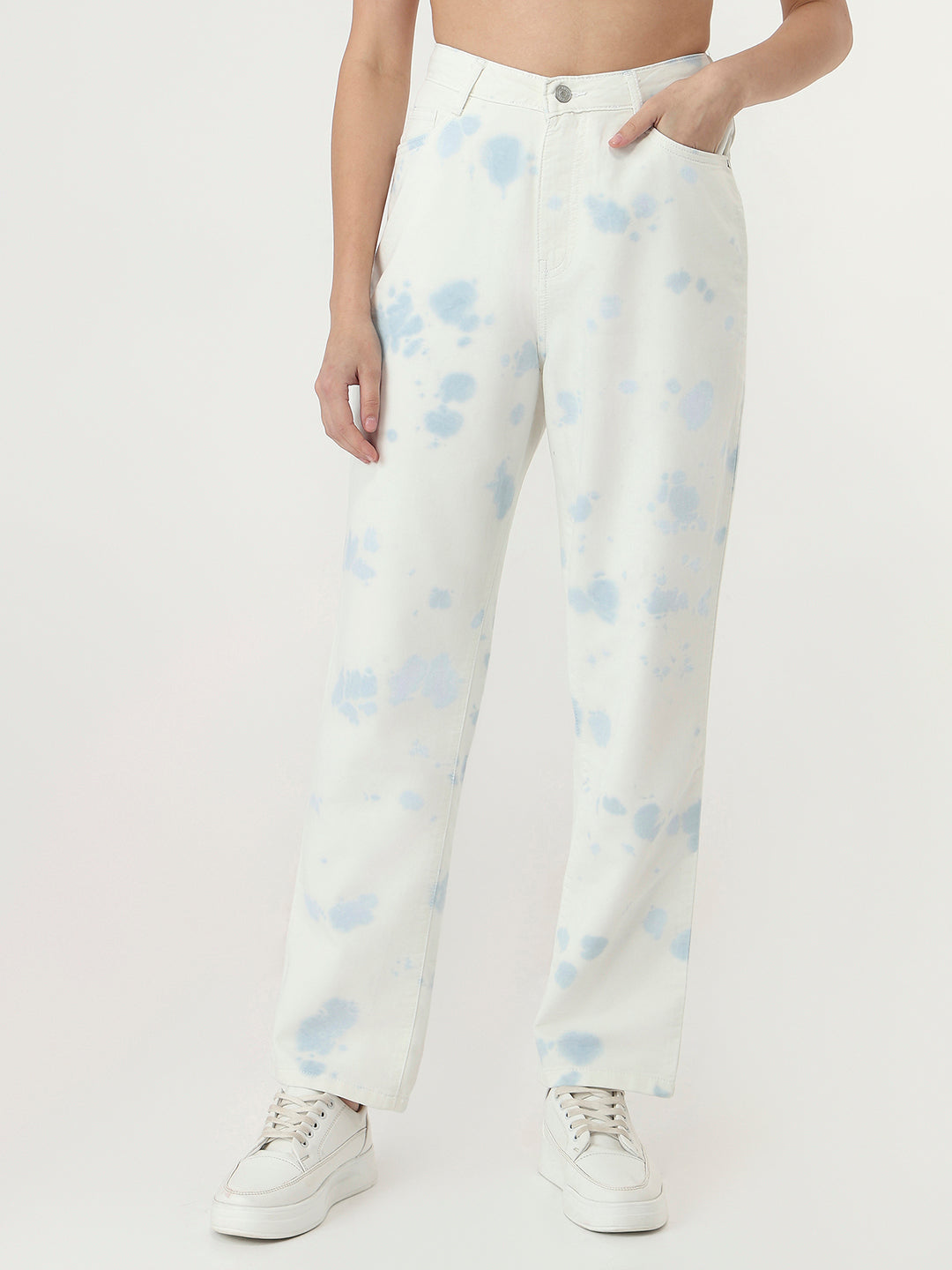 Women White High-Rise Straight Fit Jeans