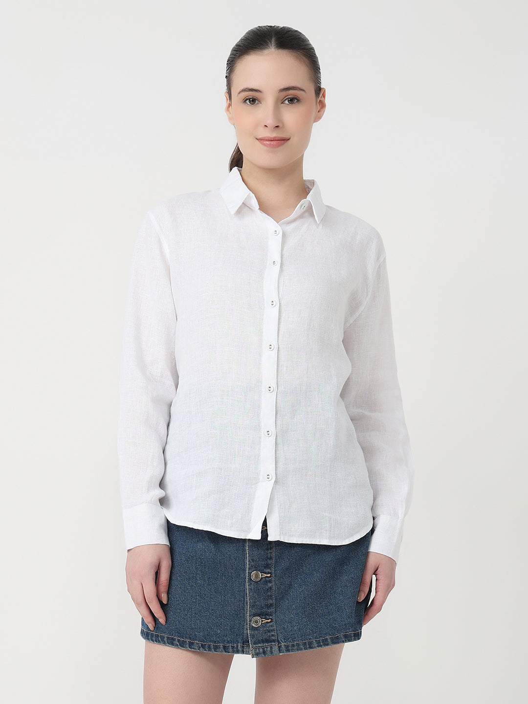 Women White Slim Fit Oversized Shirt