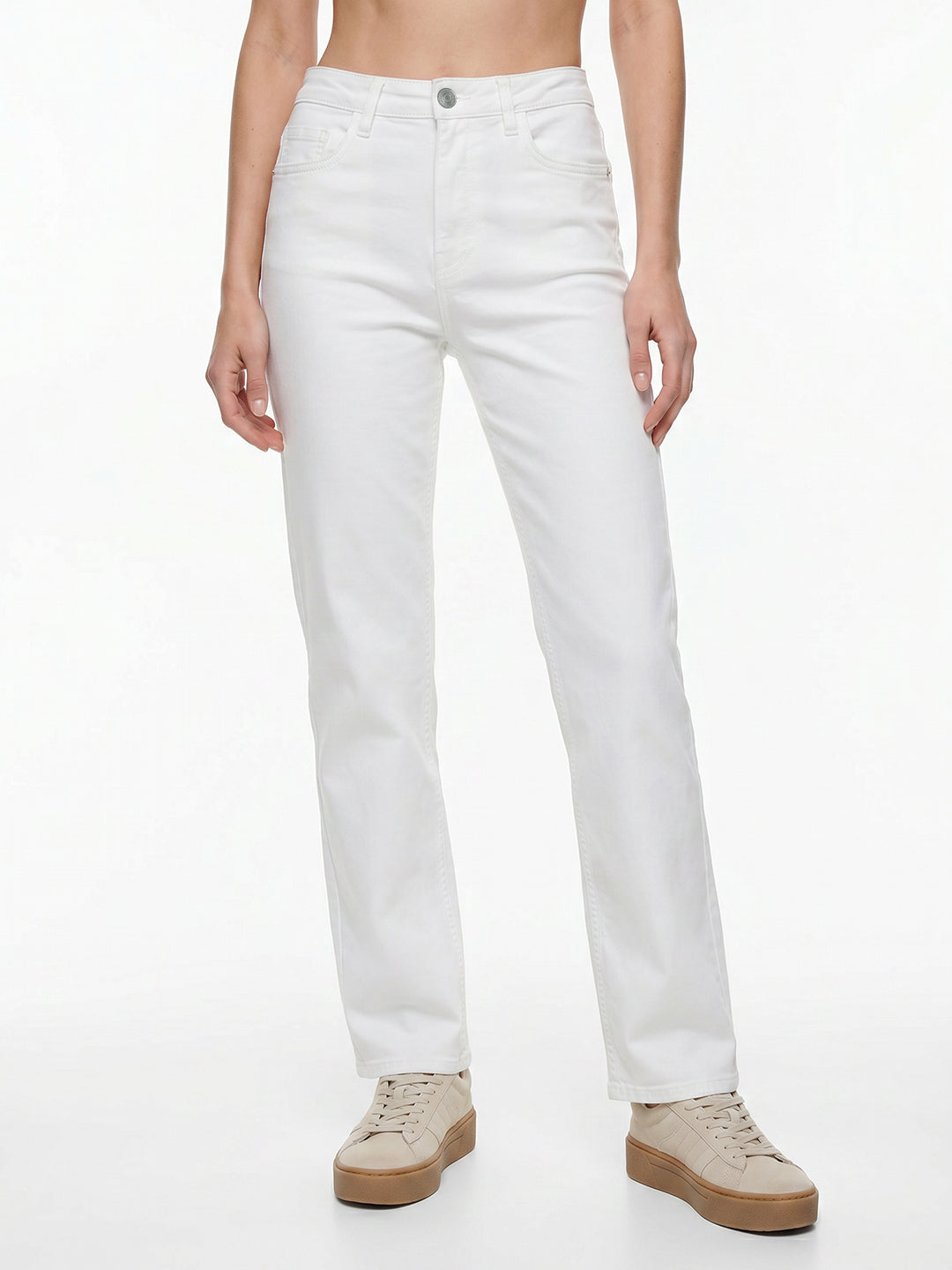 Women White High-Rise Straight Fit Jeans
