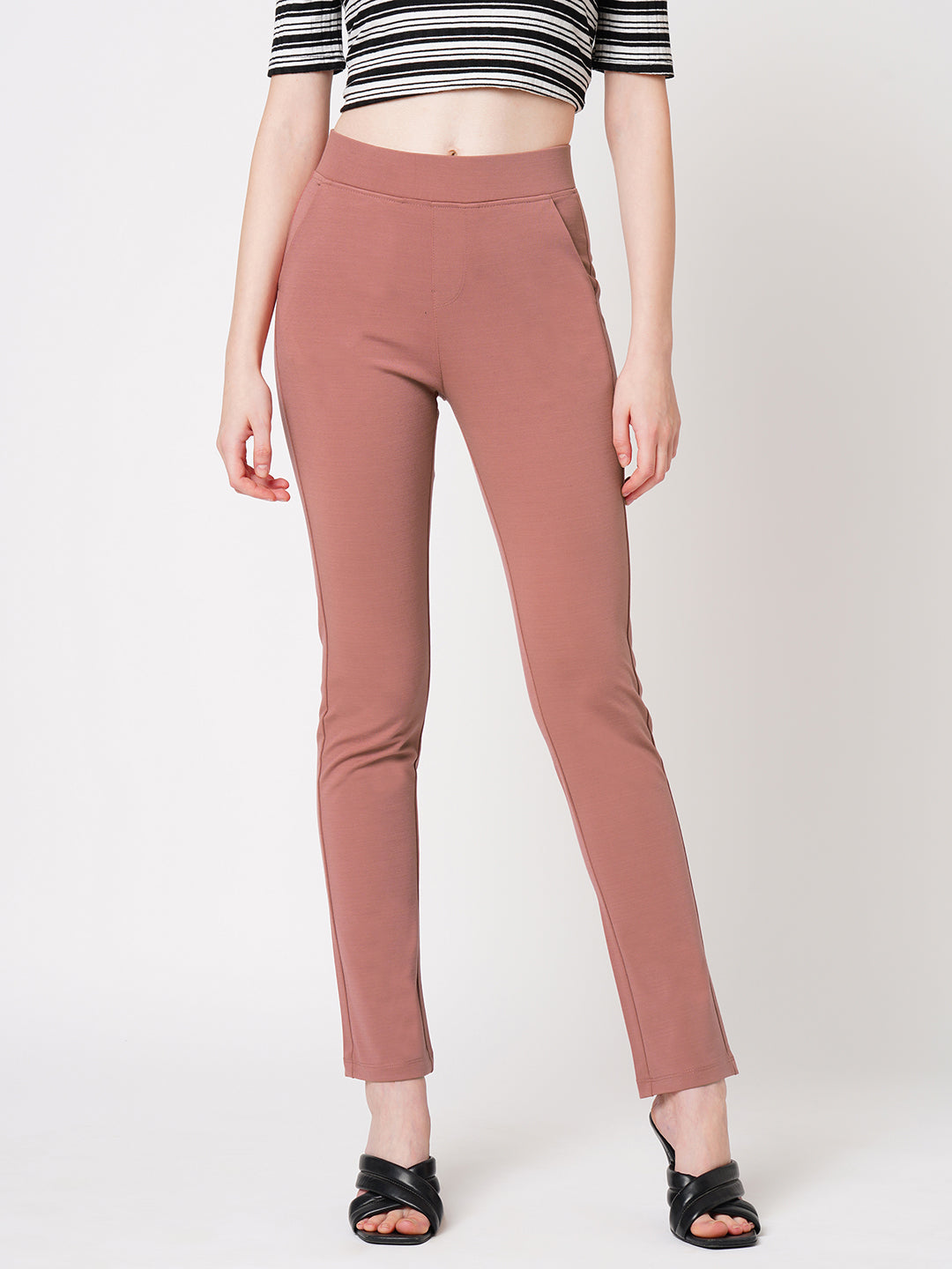 Women Dark Pink High-Rise Skinny Treggings