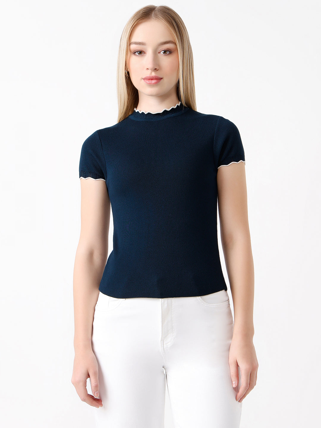 Women Slim Fit Flat Knit Top
