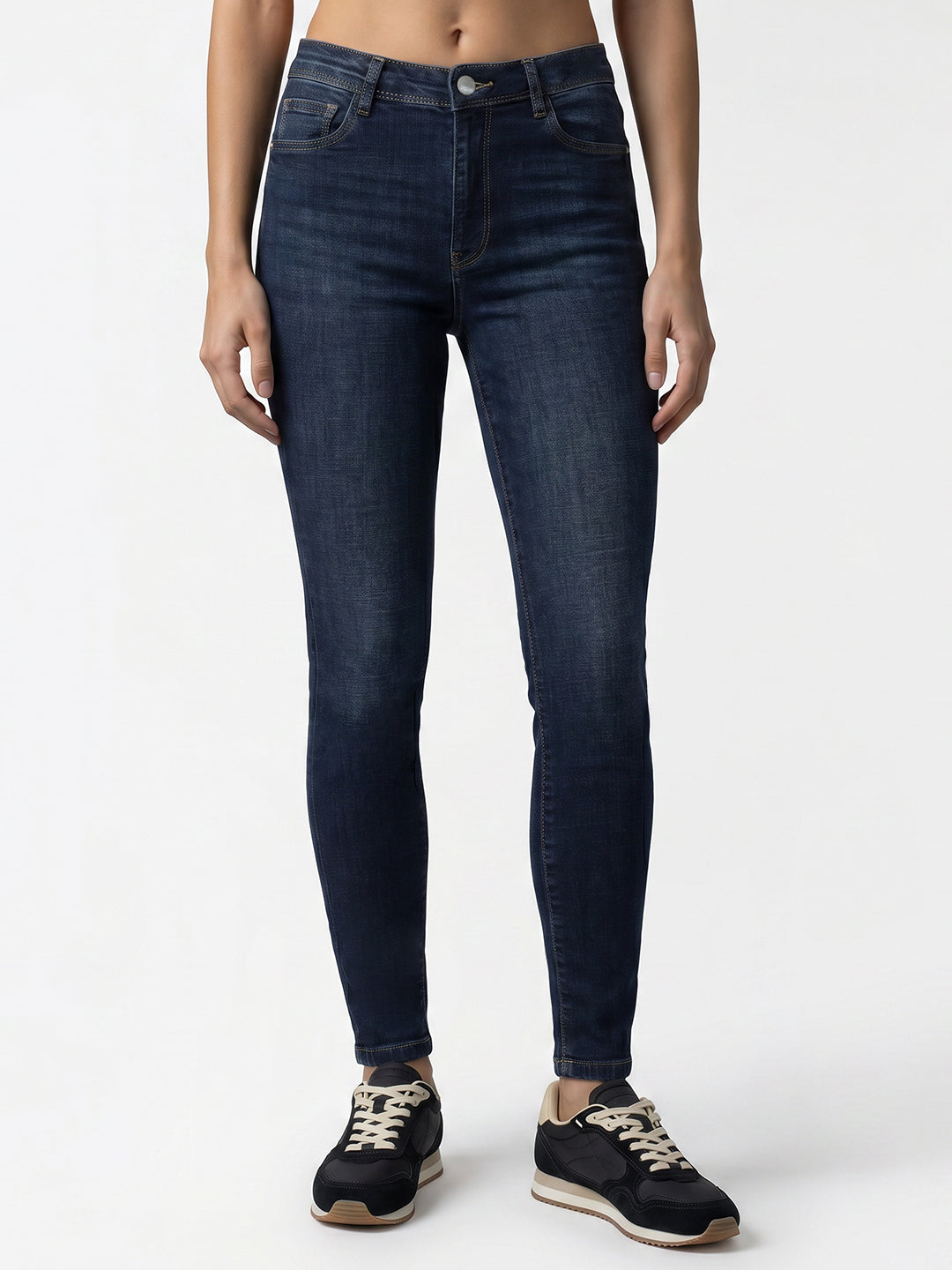 Women Dark Blue High-Rise Skinny Jeans