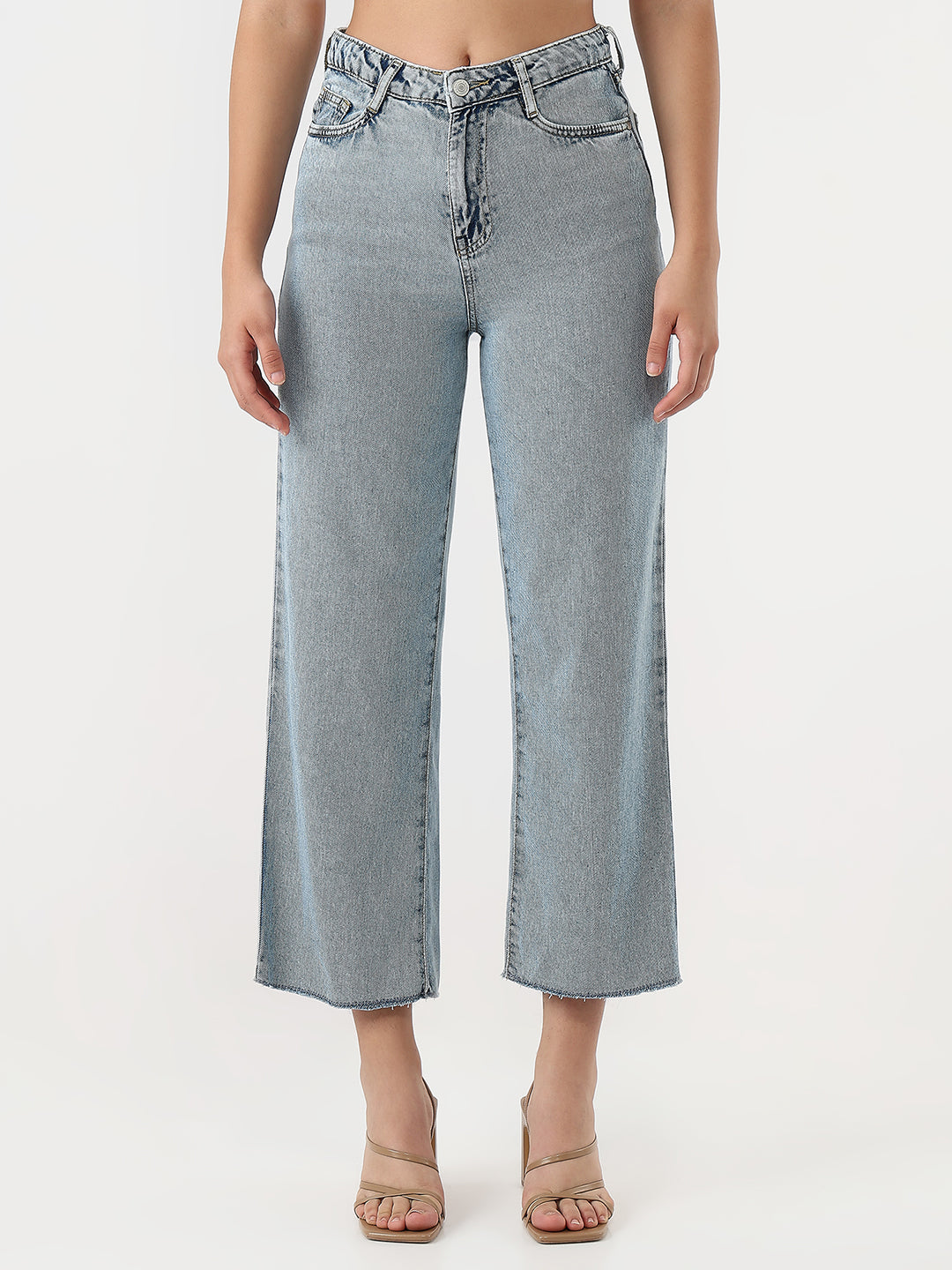 Women Blue High-Rise Wide Leg Jeans