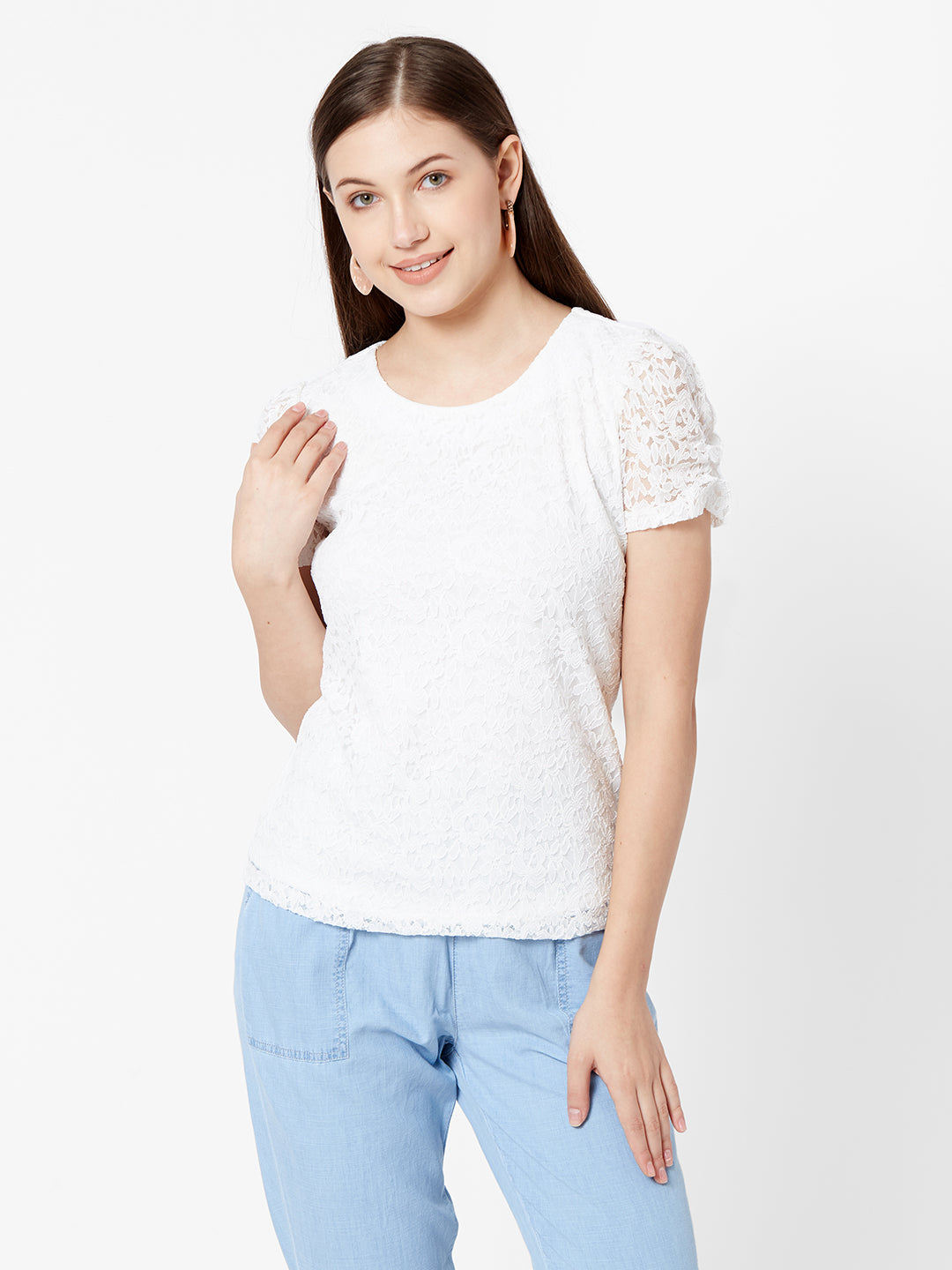 Women Off White Lace Top