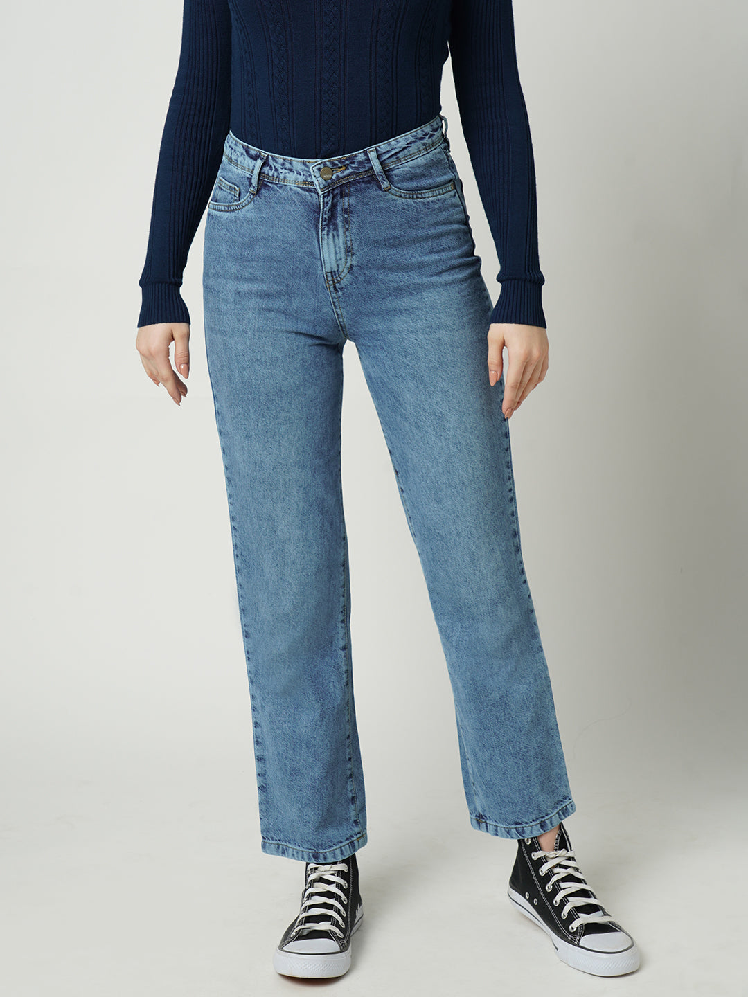 Women High-Rise Loose Straight Jeans