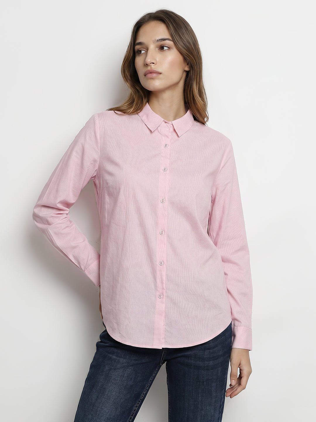Women Pink Stripe Shirt
