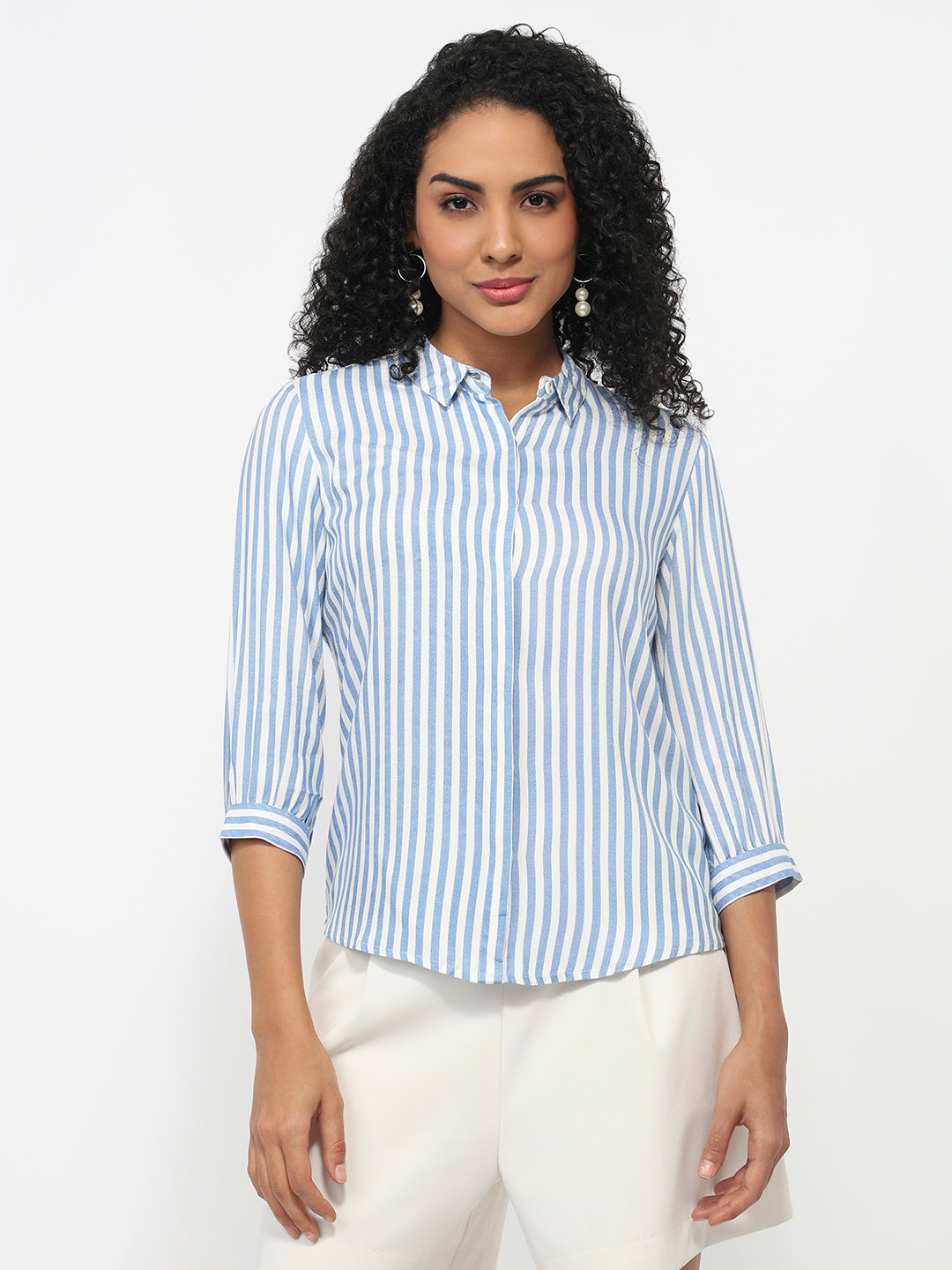 Women Blue/White Striped Shirt