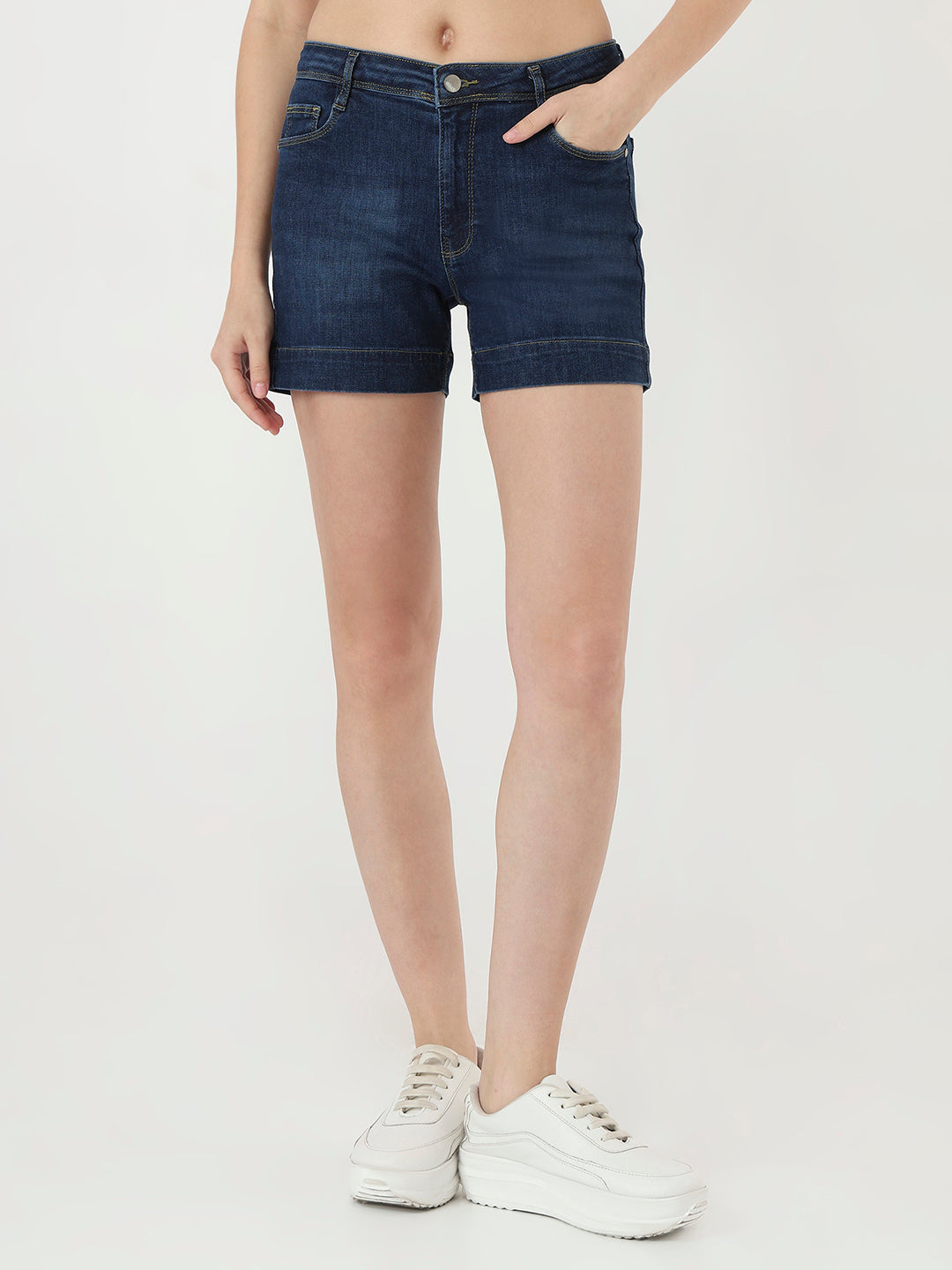 Women Blue Slim Fit Shorts