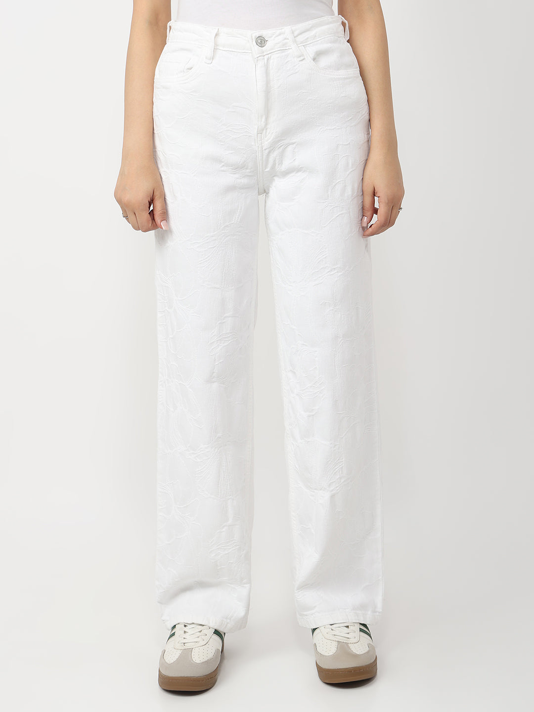Women White High-Rise Straight Fit Jeans