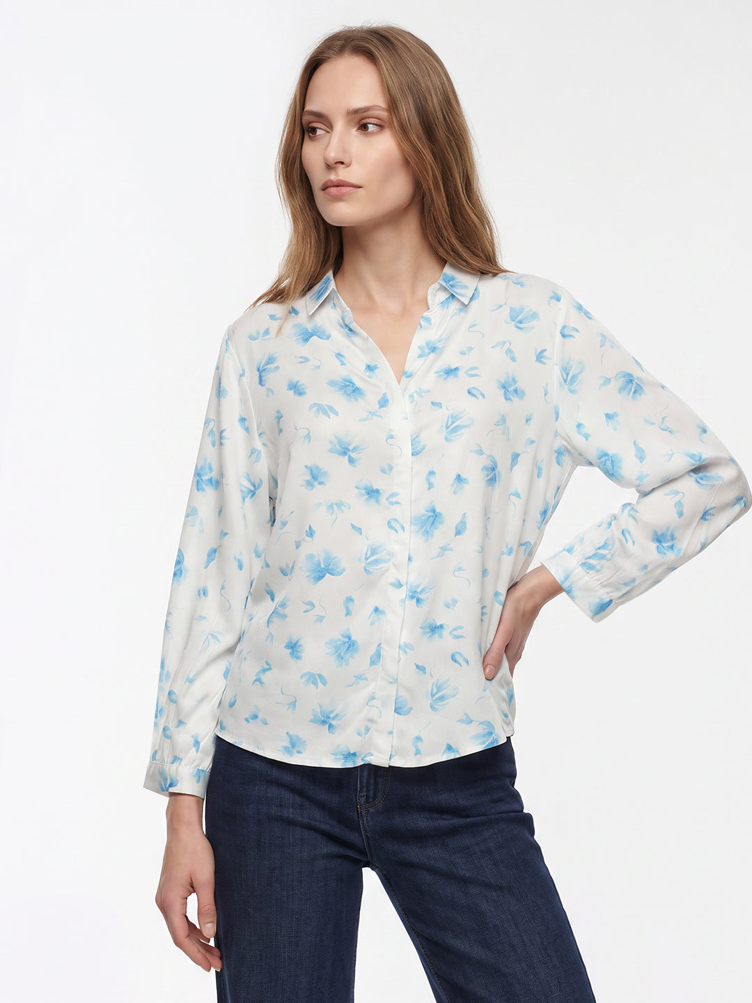 Women Blue Floral Shirt