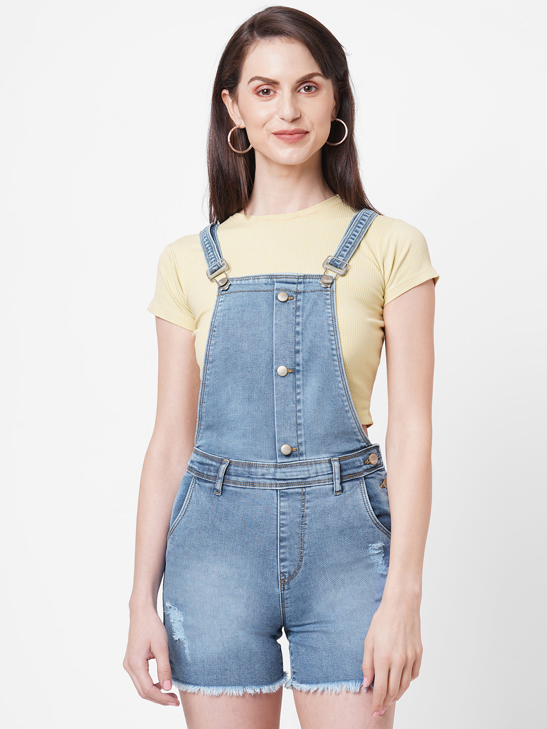 Women Medium Blue Solid Dungaree