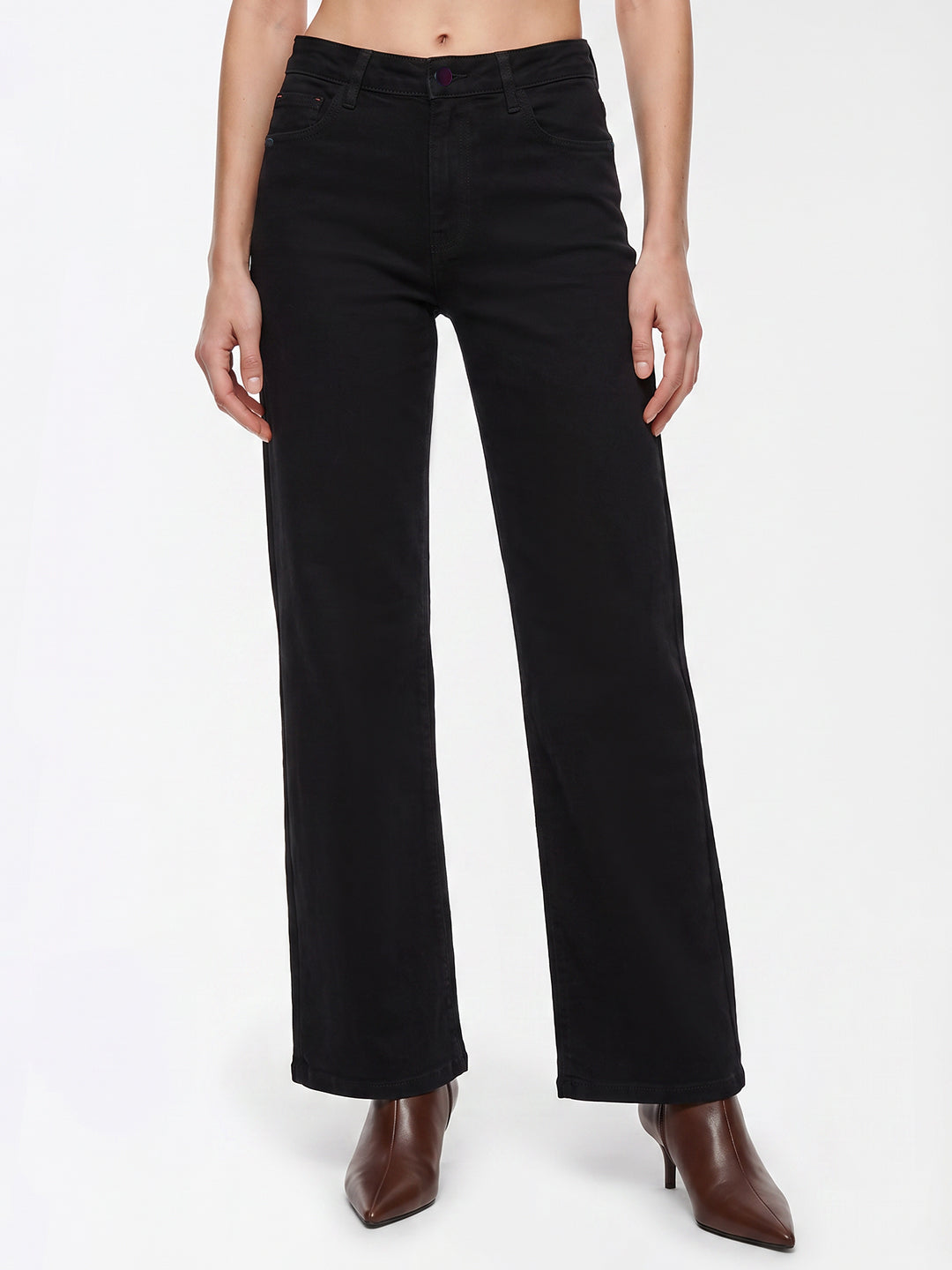 Women Black High-Rise Super Wide Leg Jeans