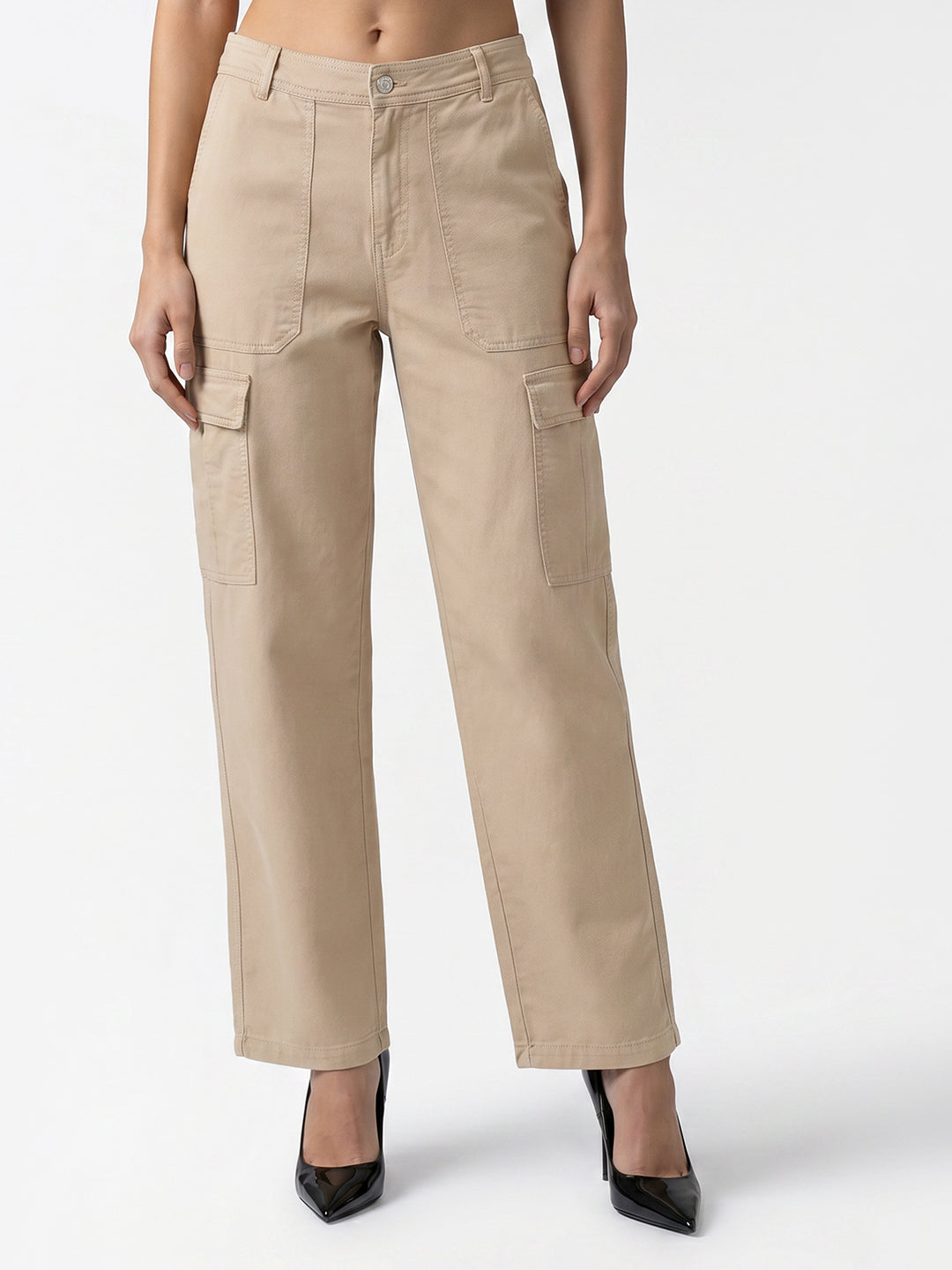 Women Beige Mid-Rise Cargo